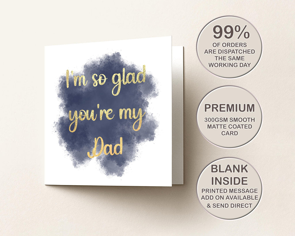 Father’s Day Card for Dad, Real Gold Foil Greeting Card From Daughter or Son