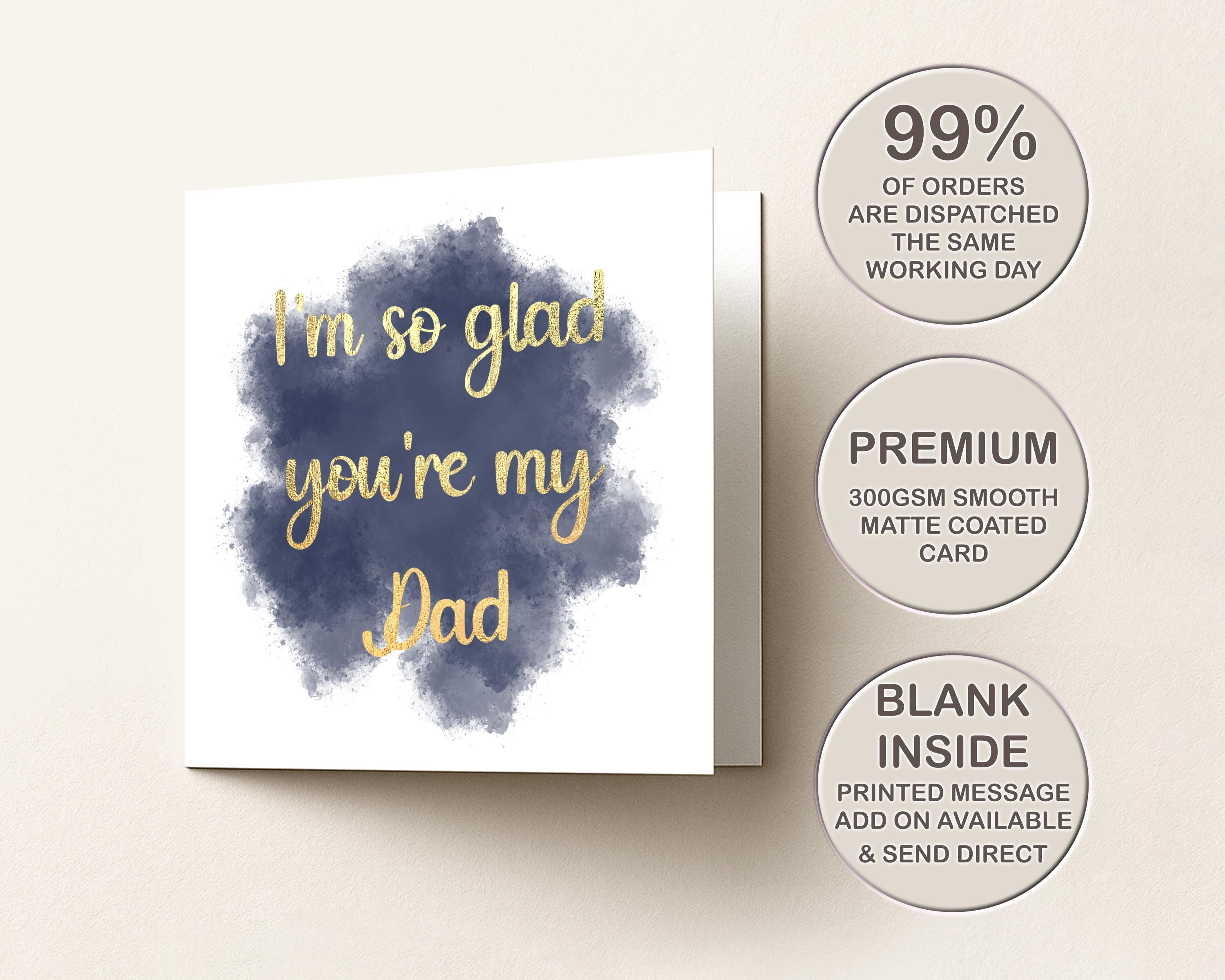 Father’s Day Card for Dad, Real Gold Foil Greeting Card From Daughter or Son