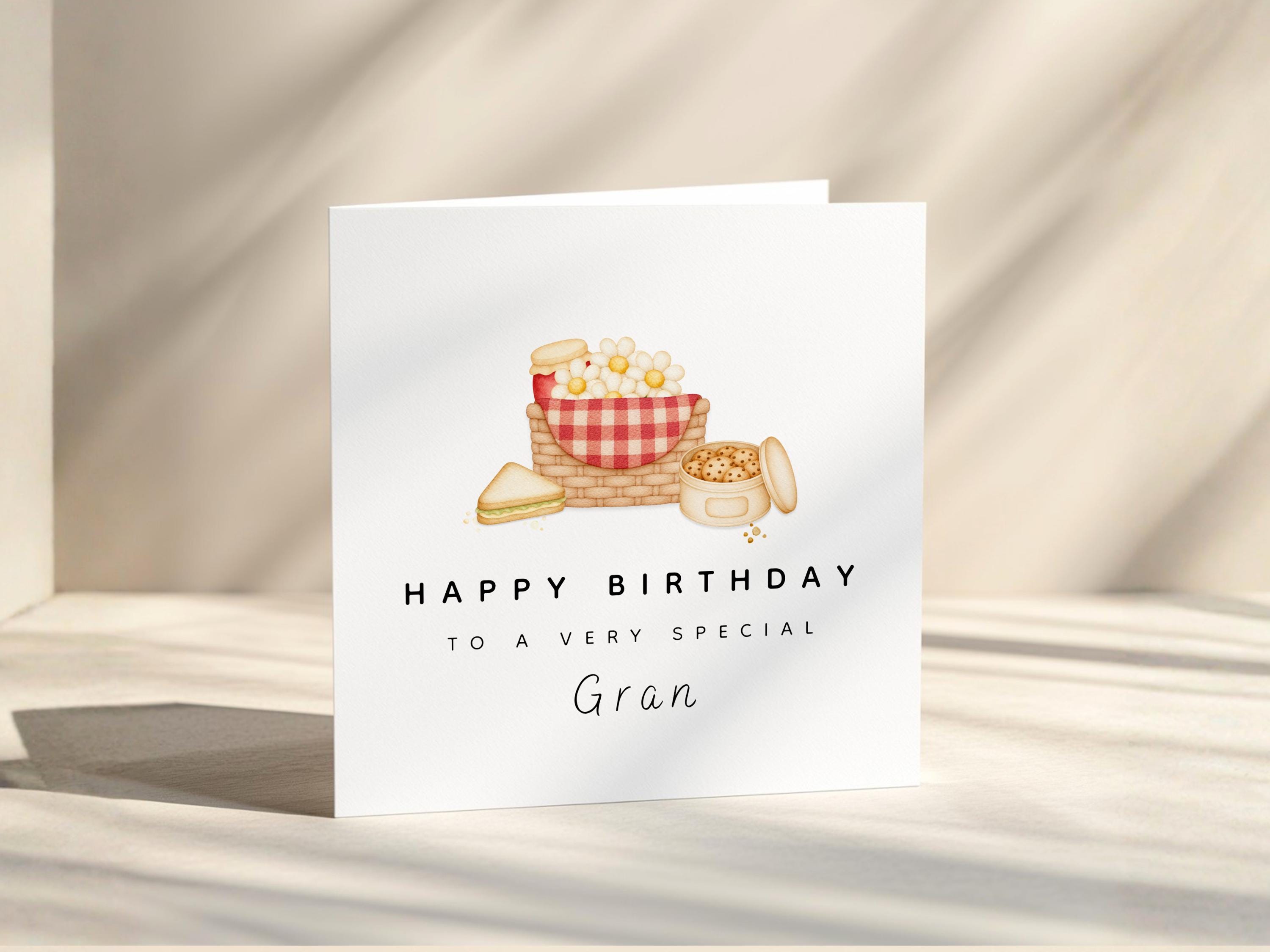 Nan Birthday Card For Nanna Grandma Or Gran With Picnic Basket Personalised Custom Recipient