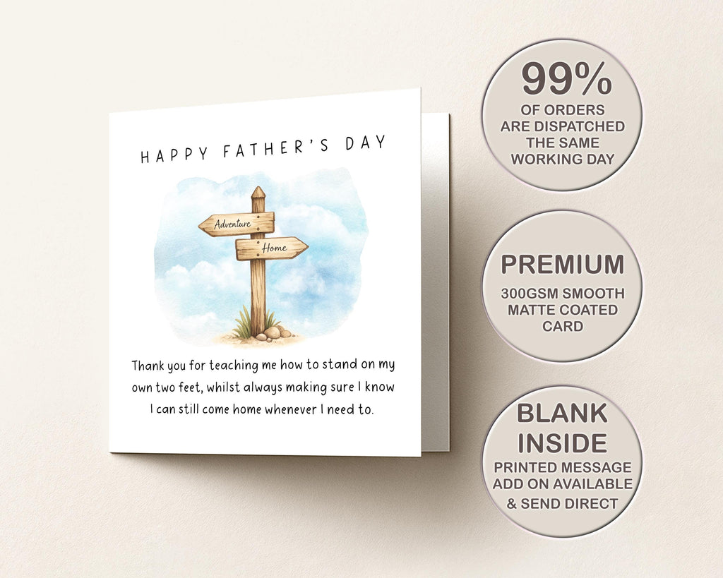 Father’s Day Card for Dad From Son or Daughter, Thank You Greeting Card