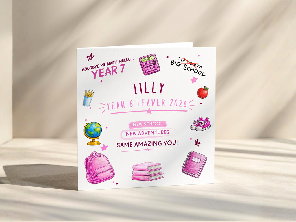 School Leaver Card Personalised Year 6 Primary School 2026 For Boy Or Girl