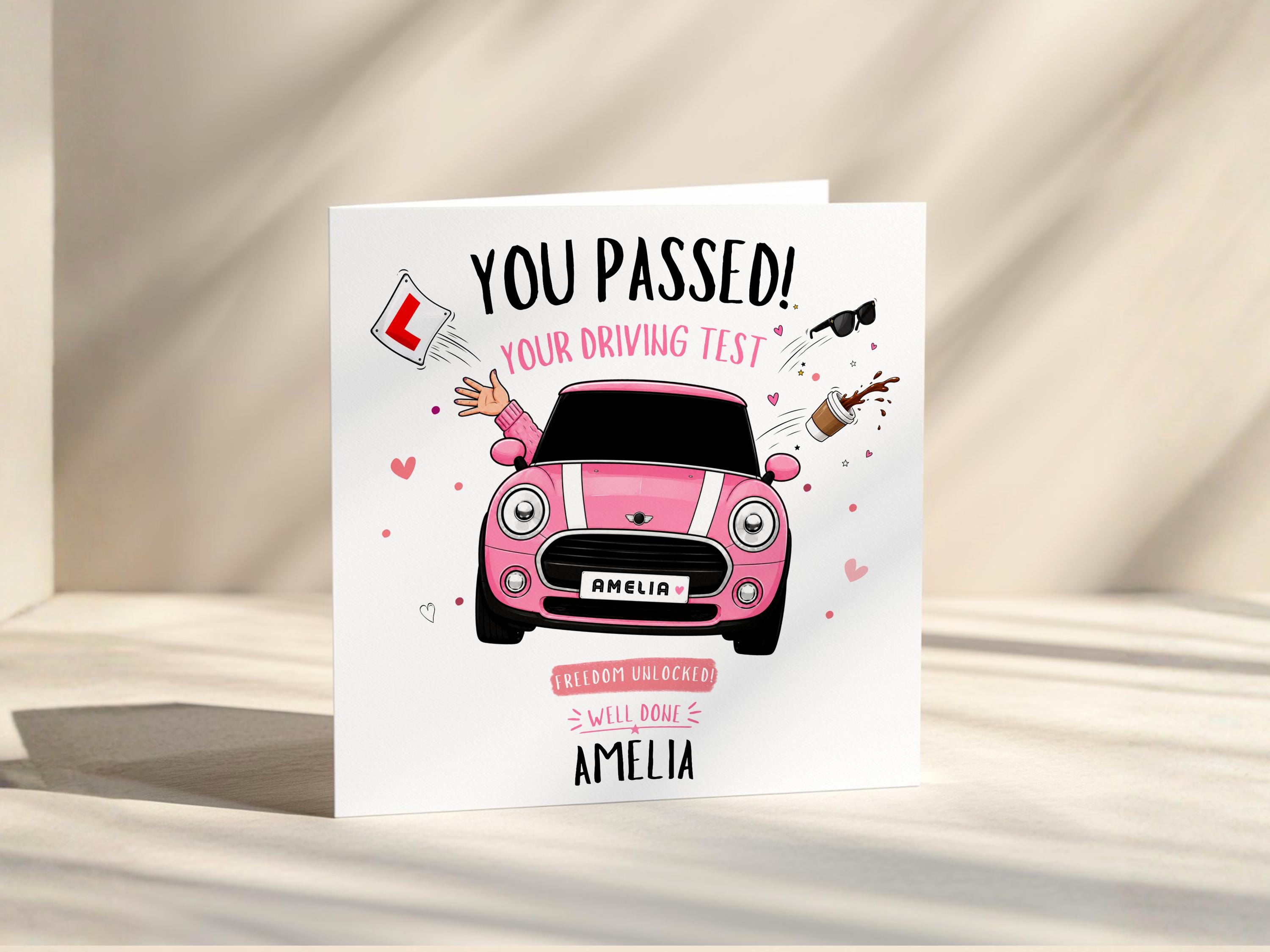 Driving Test Pass Card Personalised For New Driver With Name And Number Plate