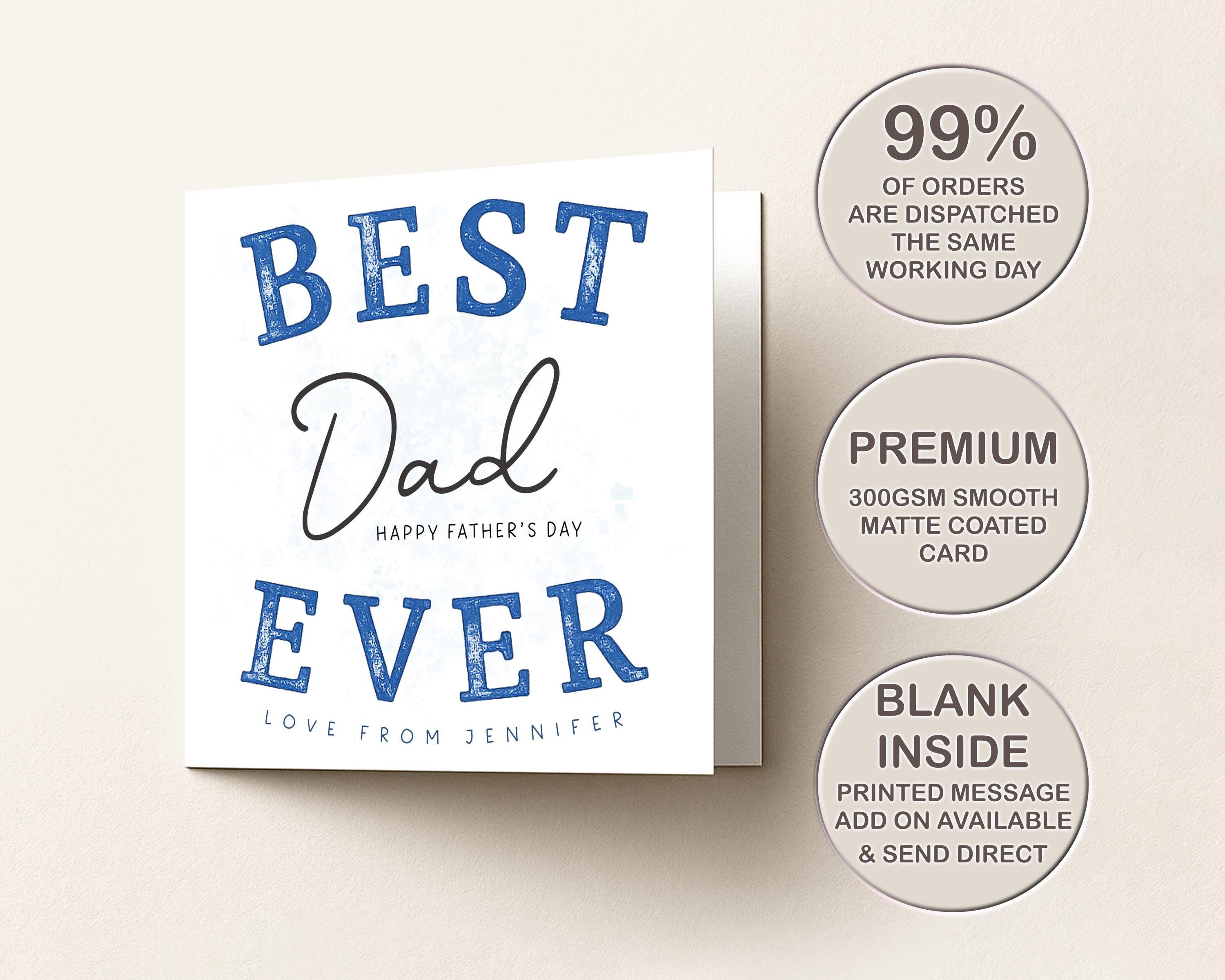 Personalised Father's Day Card For Dad From Adult Daughter Or Son, Blue Style Typography