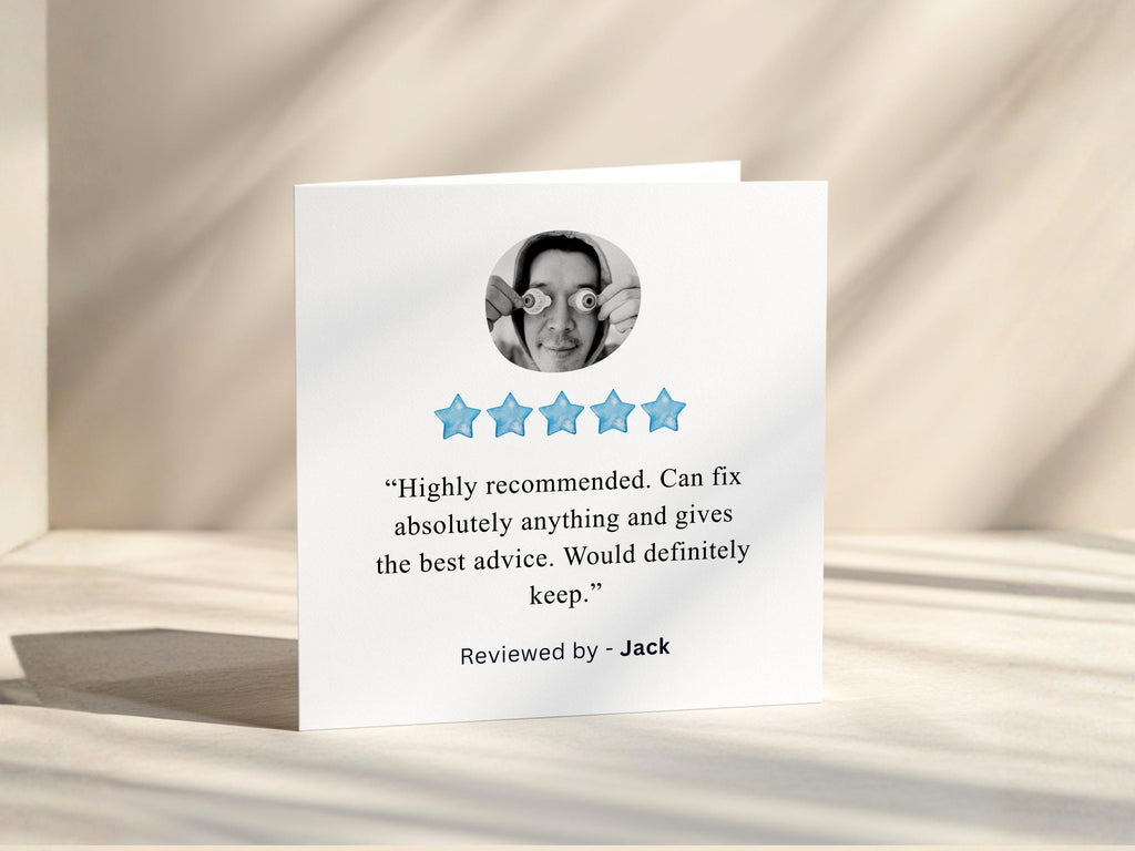 Personalised Father’s Day Photo Card for Dad, Five Star Review From Son or Daughter