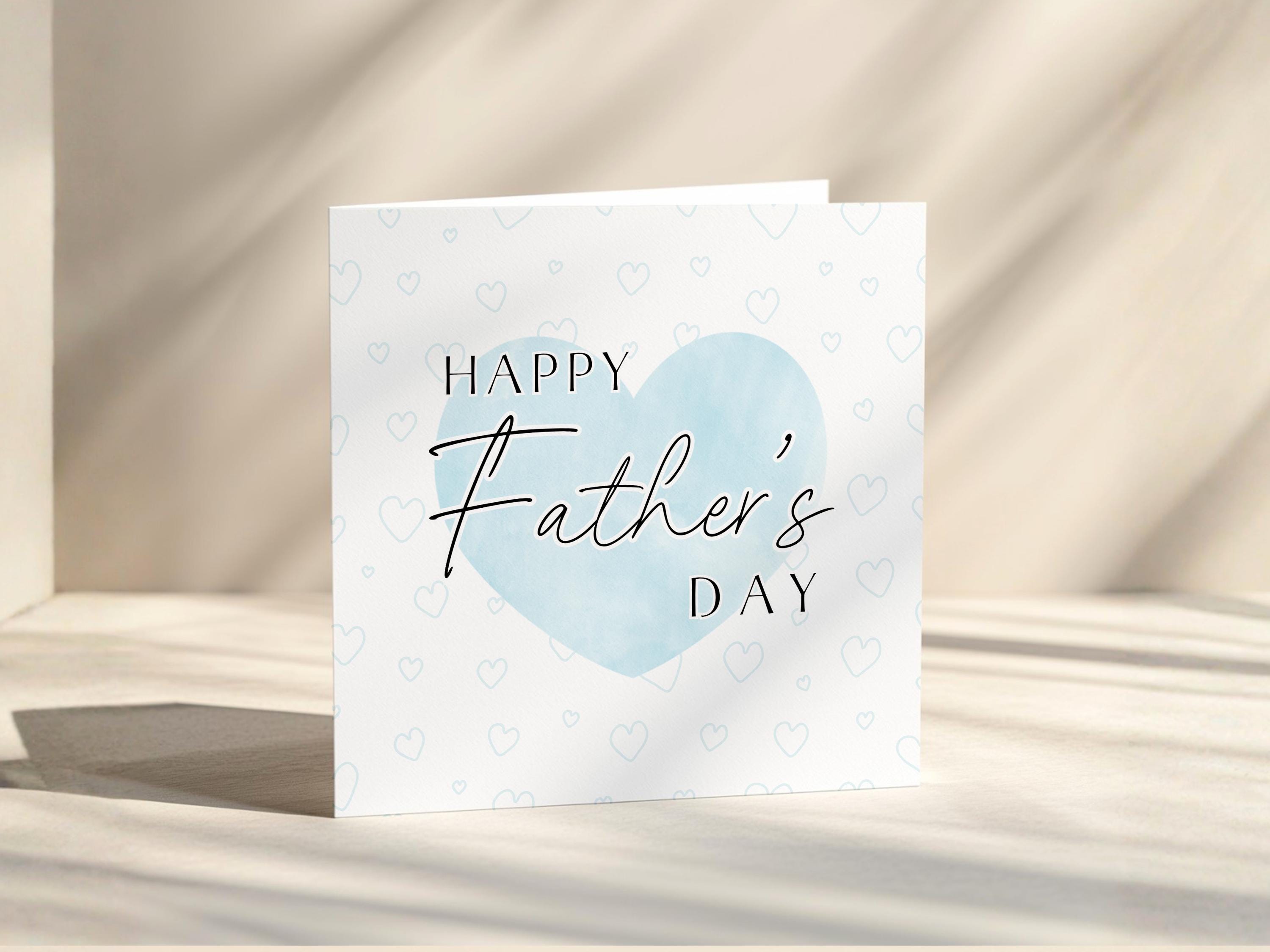 Father’s Day Card for Dad, Simple Blue Heart Design, Happy Father’s Day Greeting