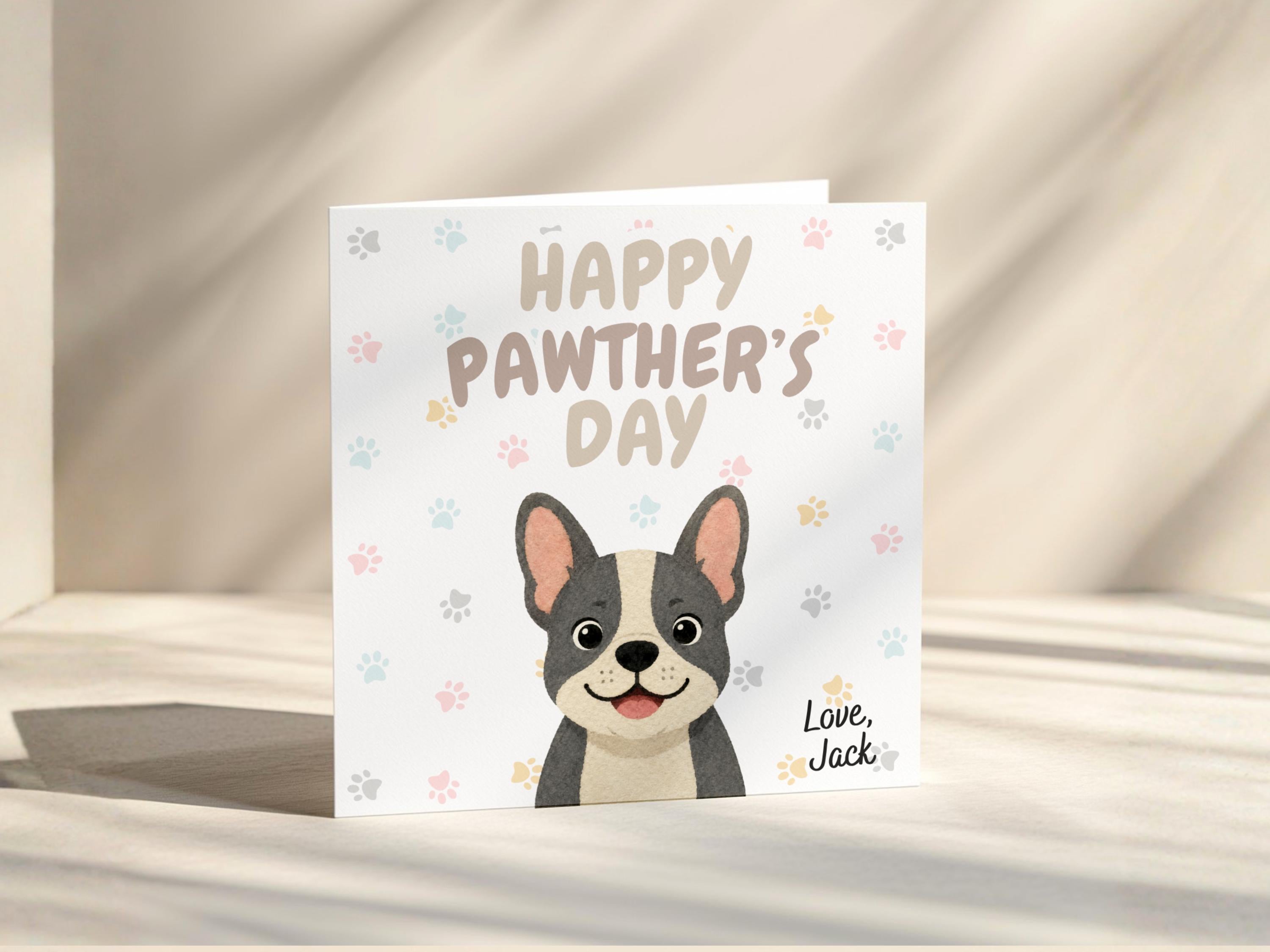 Personalised Pawther's Day Card for Dog Dad, Custom Name Card