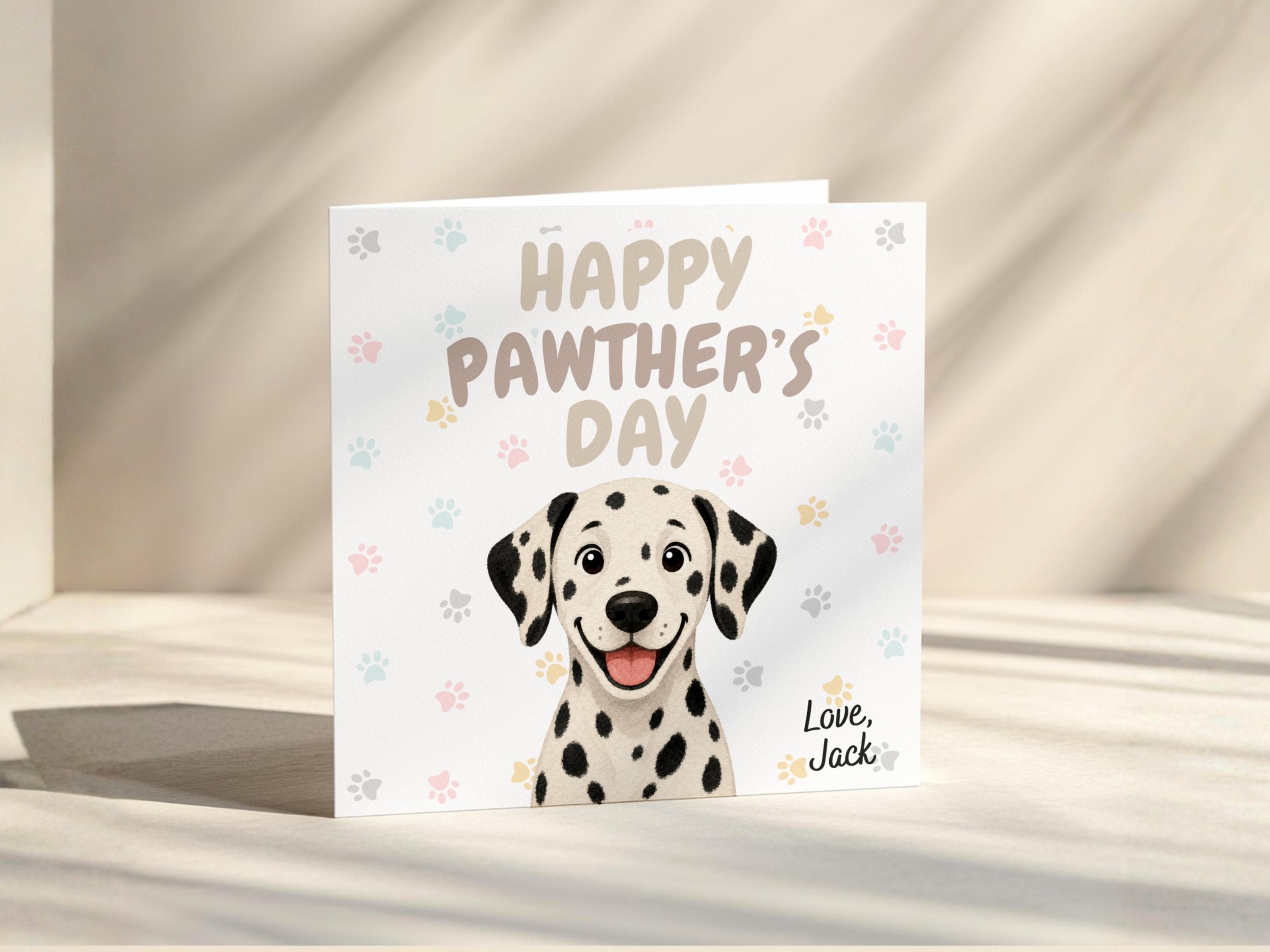 Personalised Pawther's Day Card for Dog Dad, Custom Name Card