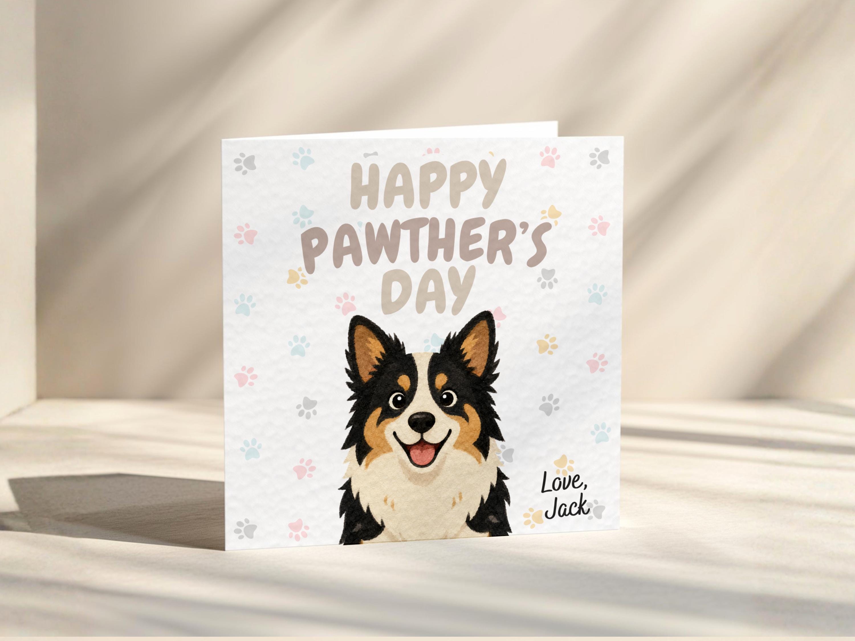 Personalised Pawther's Day Card for Dog Dad, Custom Name Card
