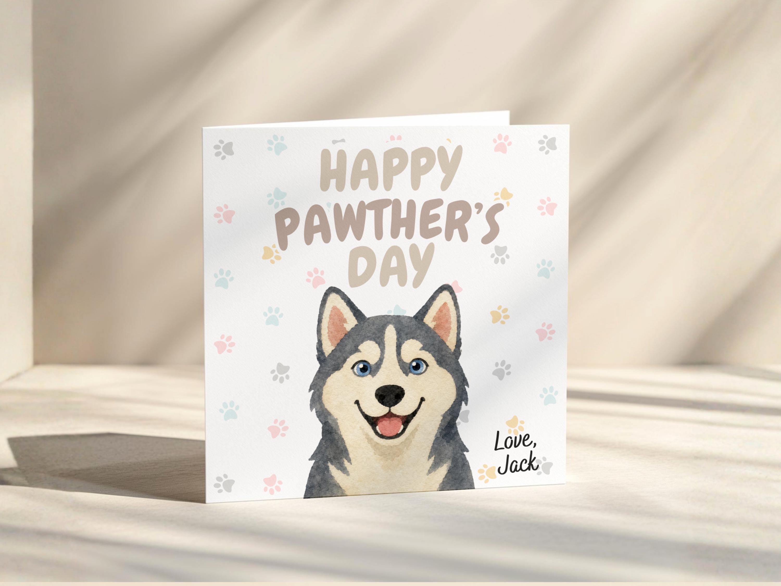 Personalised Pawther's Day Card for Dog Dad, Custom Name Card