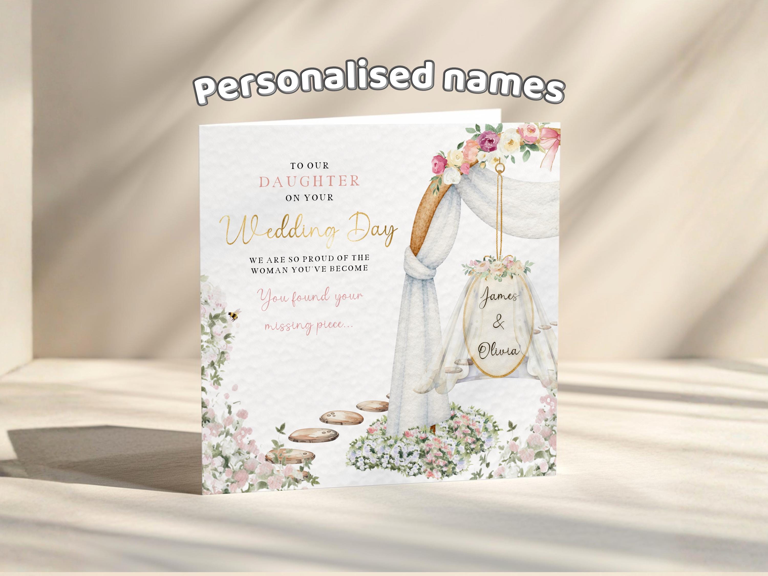 Wedding Card Set for Son, Daughter, In-Laws, From Parents (Gold Foil)  Two Personalised Cards