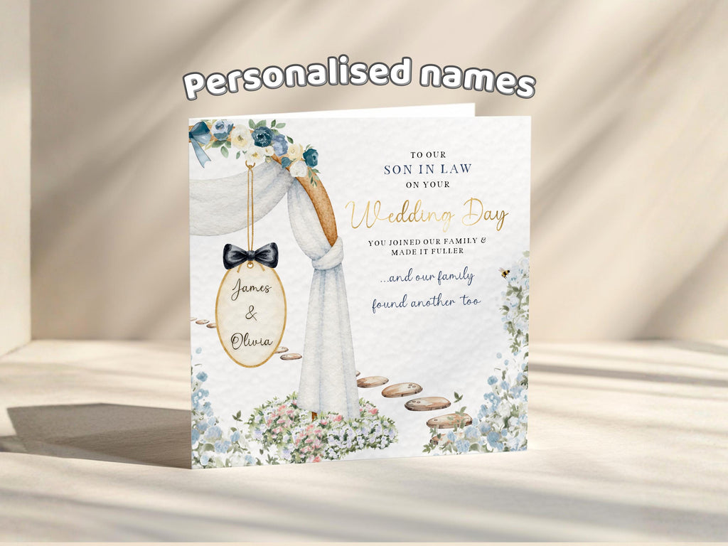 Wedding Card Set for Son, Daughter, In-Laws, From Parents (Gold Foil)  Two Personalised Cards
