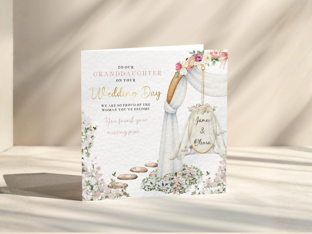 Grandson Or Granddaughter Wedding Card Set Personalised In Law Cards From Grandparents Gold Foil