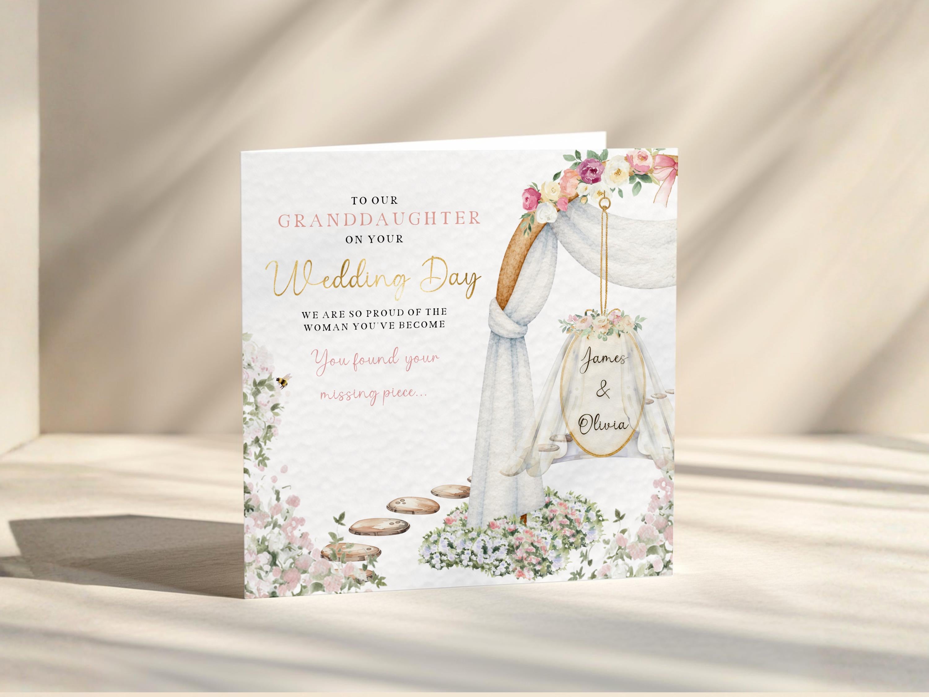 Grandson Or Granddaughter Wedding Card Set Personalised In Law Cards From Grandparents Gold Foil