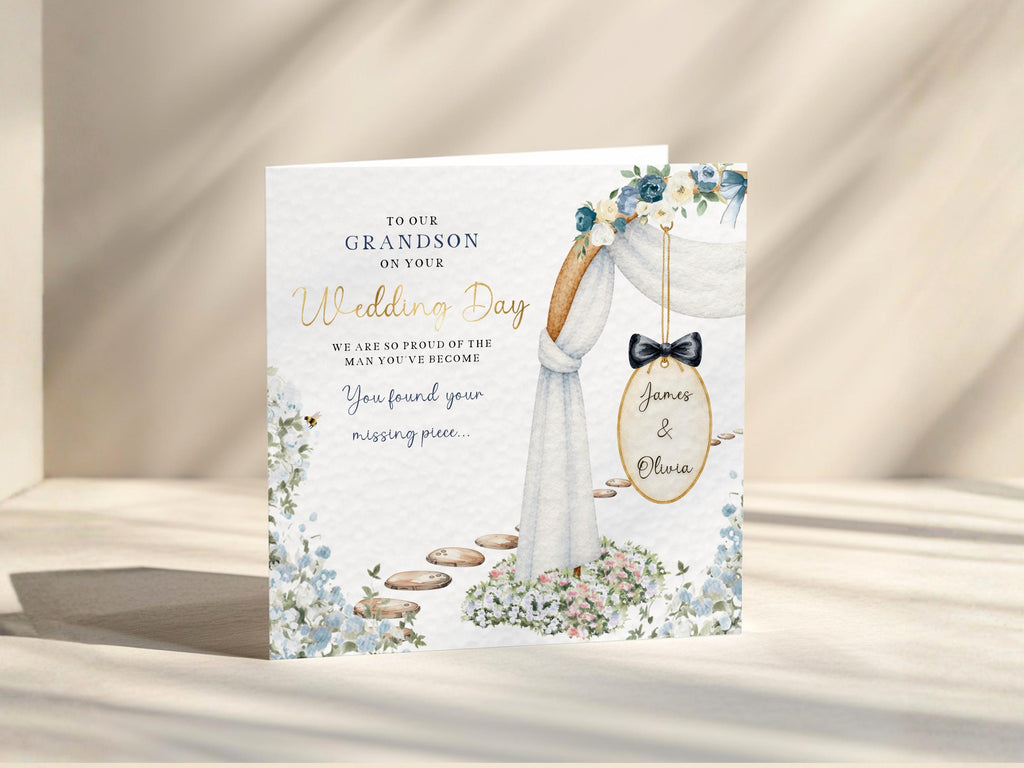 Grandson Or Granddaughter Wedding Card Set Personalised In Law Cards From Grandparents Gold Foil