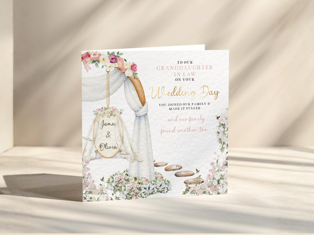 Grandson Or Granddaughter Wedding Card Set Personalised In Law Cards From Grandparents Gold Foil