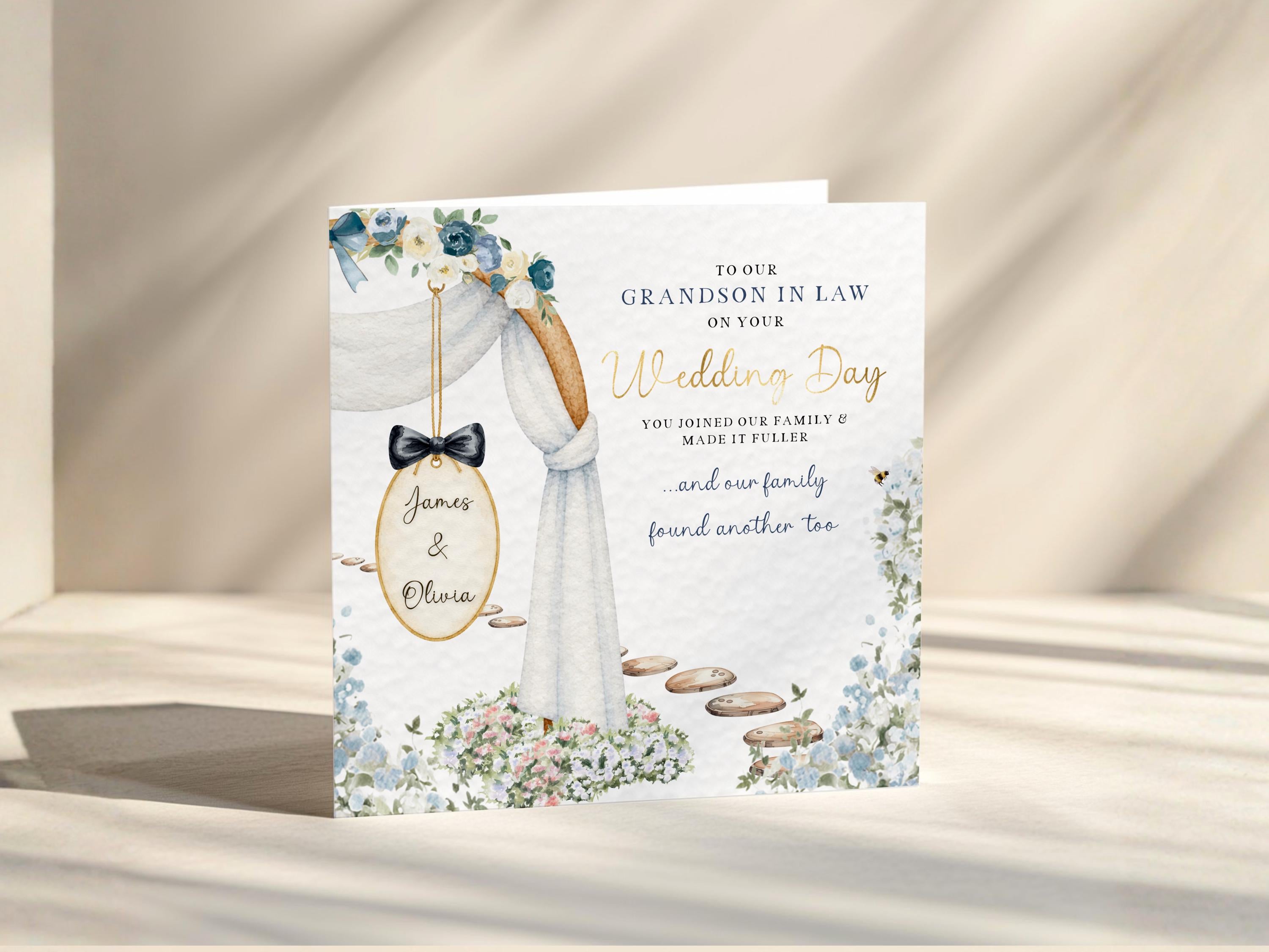 Grandson Or Granddaughter Wedding Card Set Personalised In Law Cards From Grandparents Gold Foil