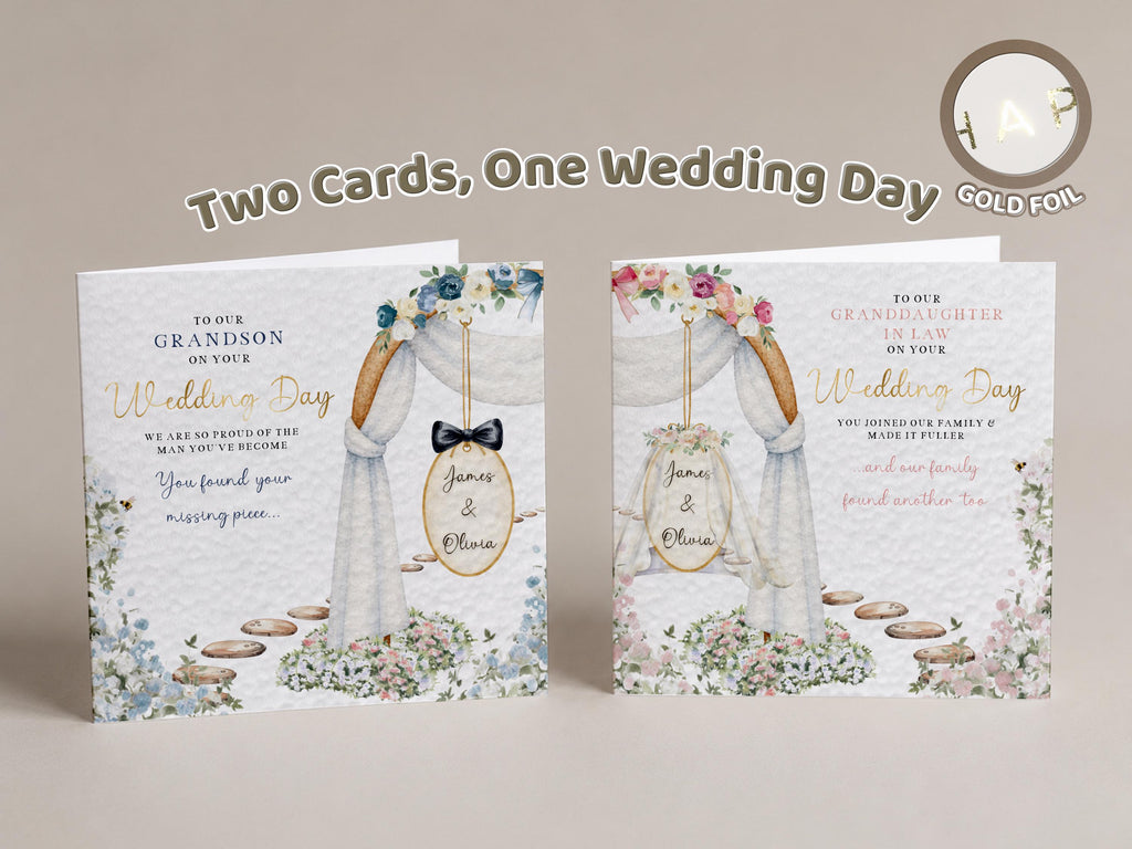 Grandson Or Granddaughter Wedding Card Set Personalised In Law Cards From Grandparents Gold Foil