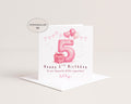 5th Birthday Card For Girl Personalised Age 5 Daughter Granddaughter Niece Pink Balloons Gift