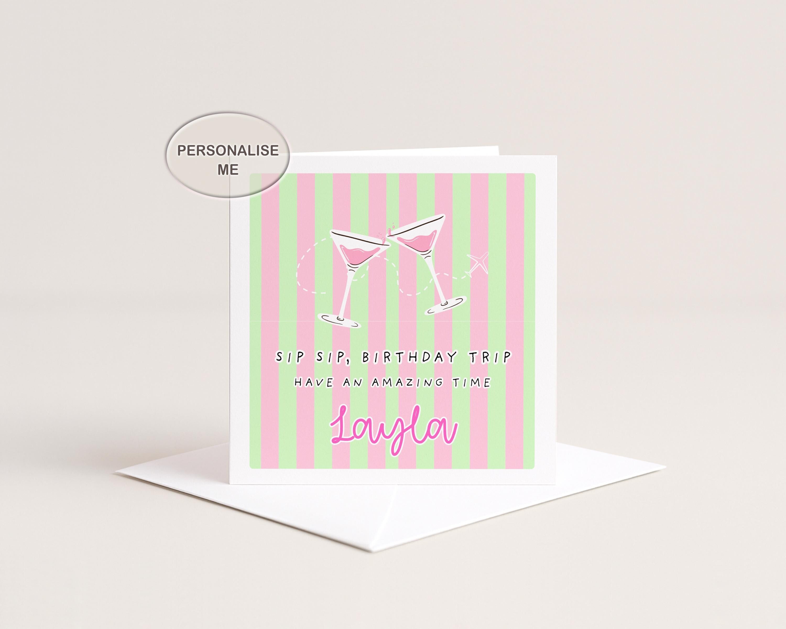 Personalised Birthday Card For Friend, Sister Or Daughter Going On A Holiday With Cocktails