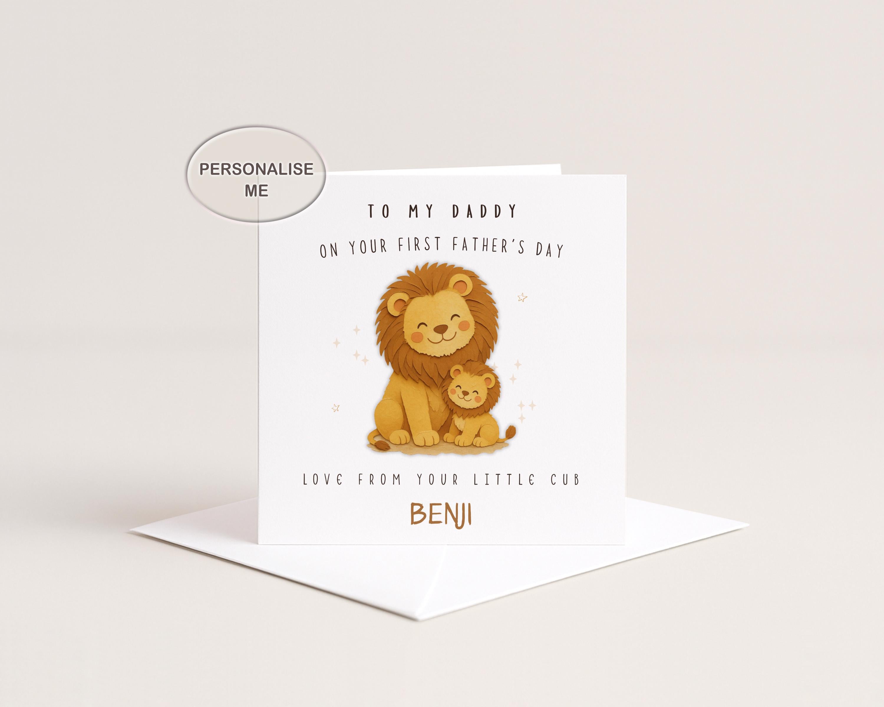 Personalised First Father’s Day Card From Baby, Daddy Lion