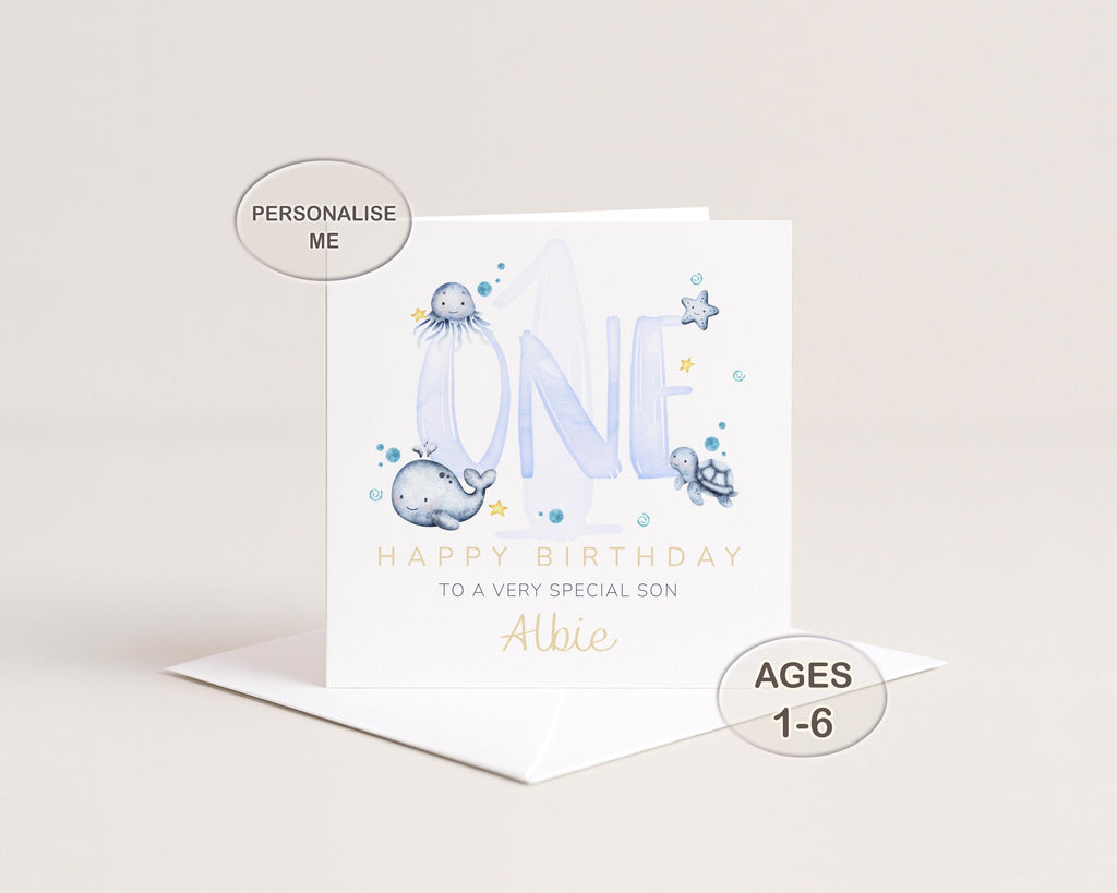 Personalised Birthday Card for Boy, Custom Name and Age, Son, Grandson, Nephew or Godson