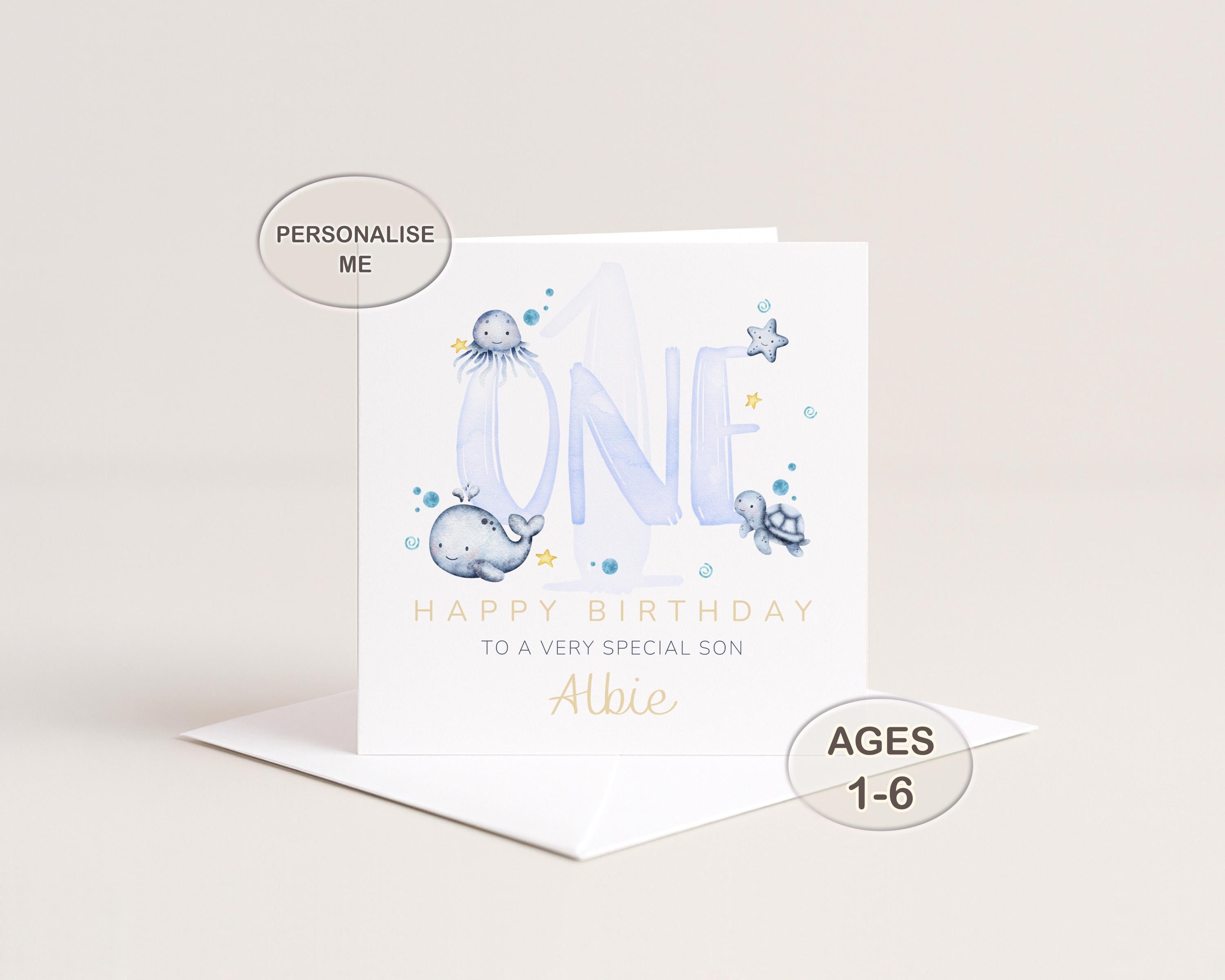 Personalised Birthday Card for Boy, Custom Name and Age, Son, Grandson, Nephew or Godson