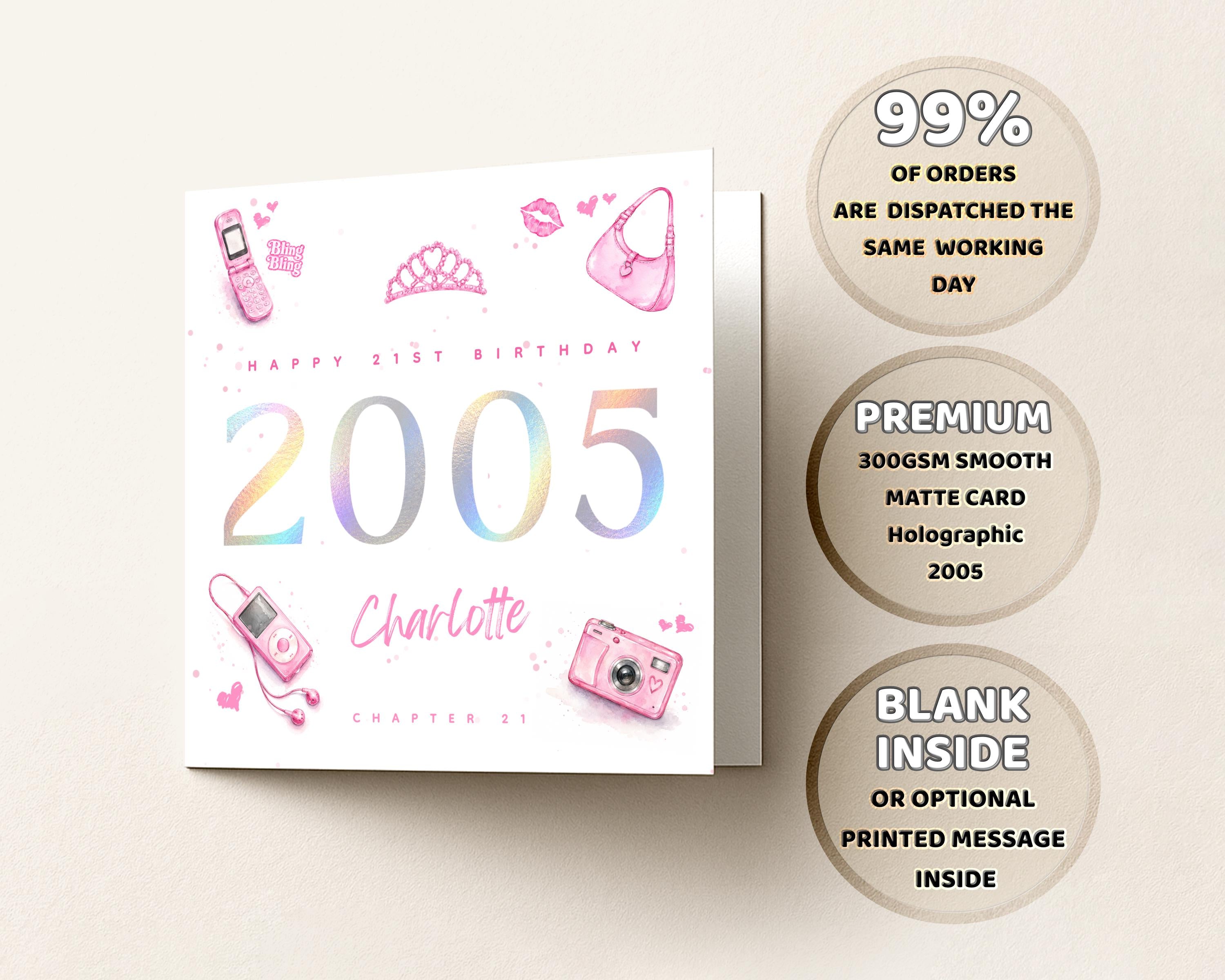 21st Birthday Card Personalised 2005 Holographic Foil For Her Daughter Granddaughter Niece Sister