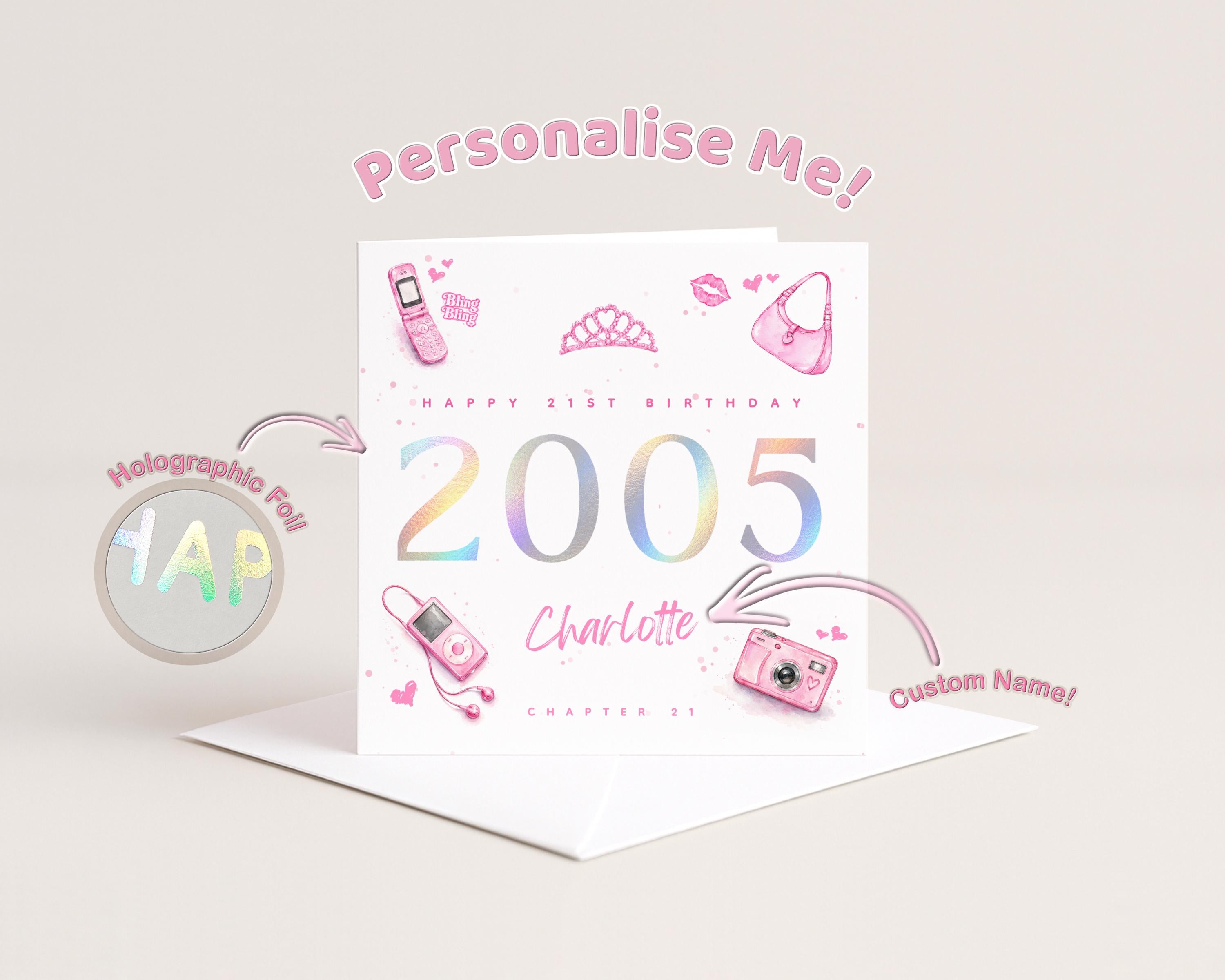 21st Birthday Card Personalised 2005 Holographic Foil For Her Daughter Granddaughter Niece Sister