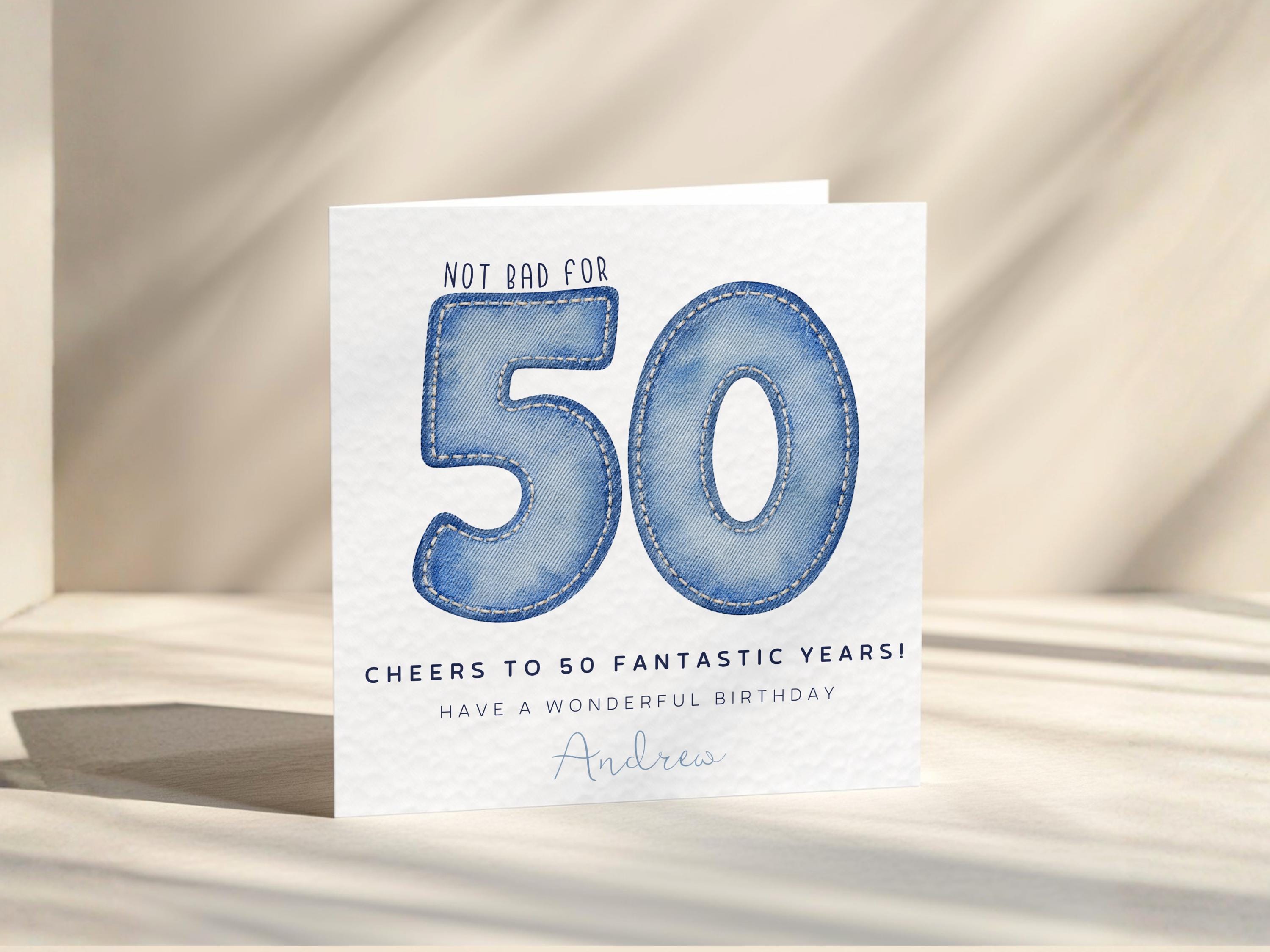 Personalised 50th Birthday Card For Him Custom Name Age 50 For Men Turning Fifty