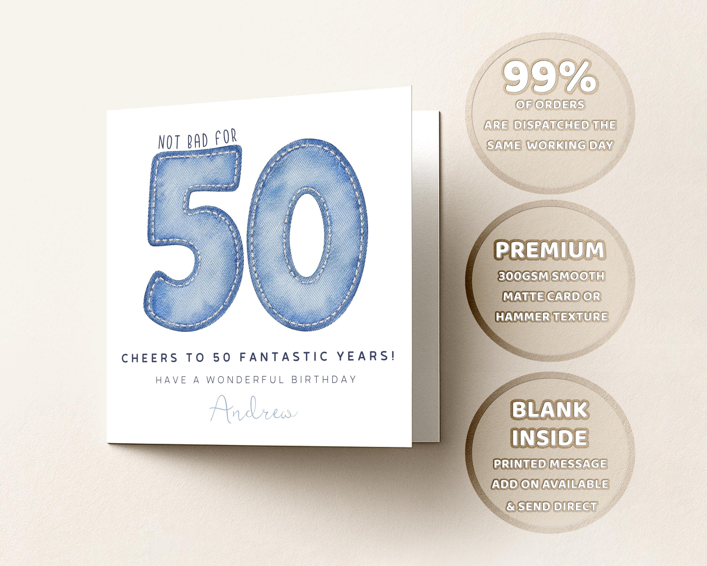Personalised 50th Birthday Card For Him Custom Name Age 50 For Men Turning Fifty