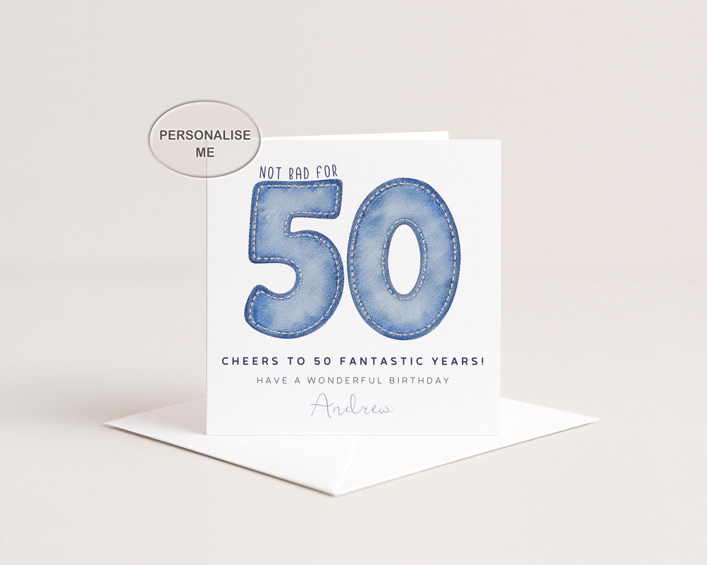 Personalised 50th Birthday Card For Him Custom Name Age 50 For Men Turning Fifty