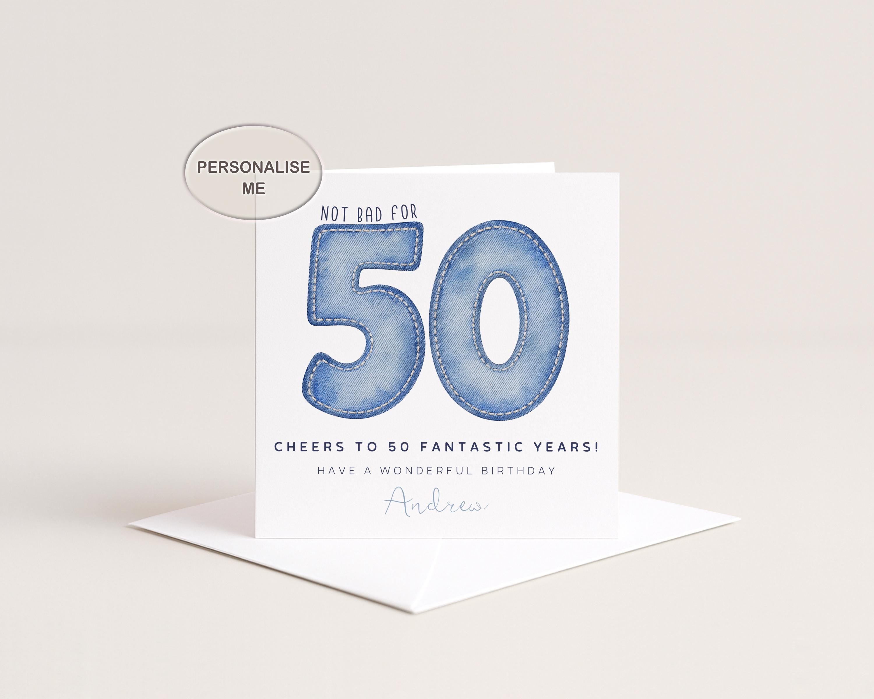 Personalised 50th Birthday Card For Him Custom Name Age 50 For Men Turning Fifty