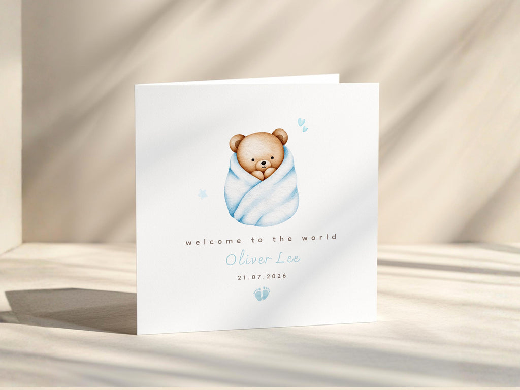 New Baby Card Personalised Welcome To The World, Boy Or Girl, Congratulations New Parents