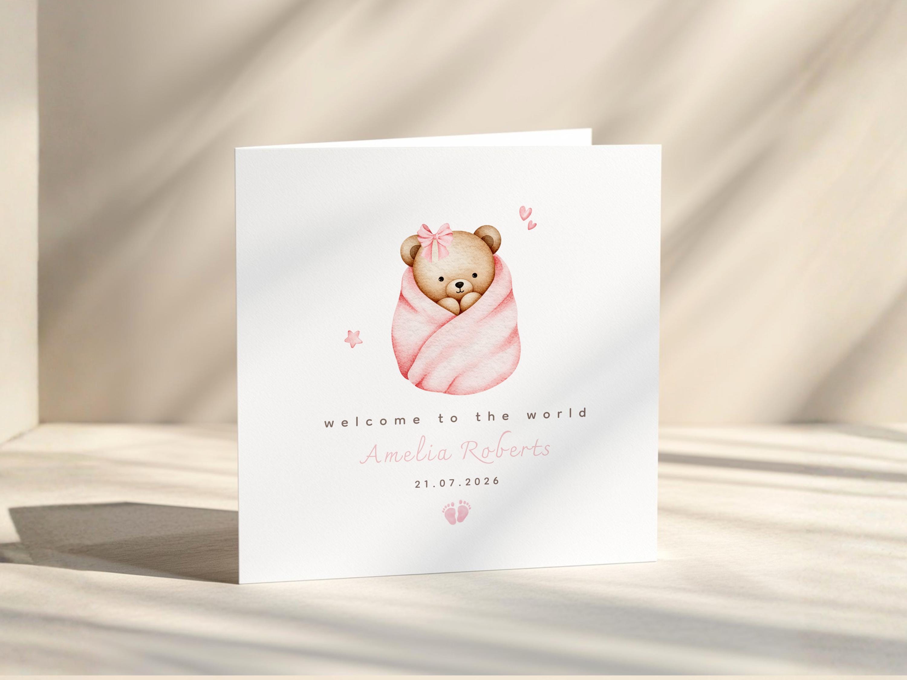 New Baby Card Personalised Welcome To The World, Boy Or Girl, Congratulations New Parents