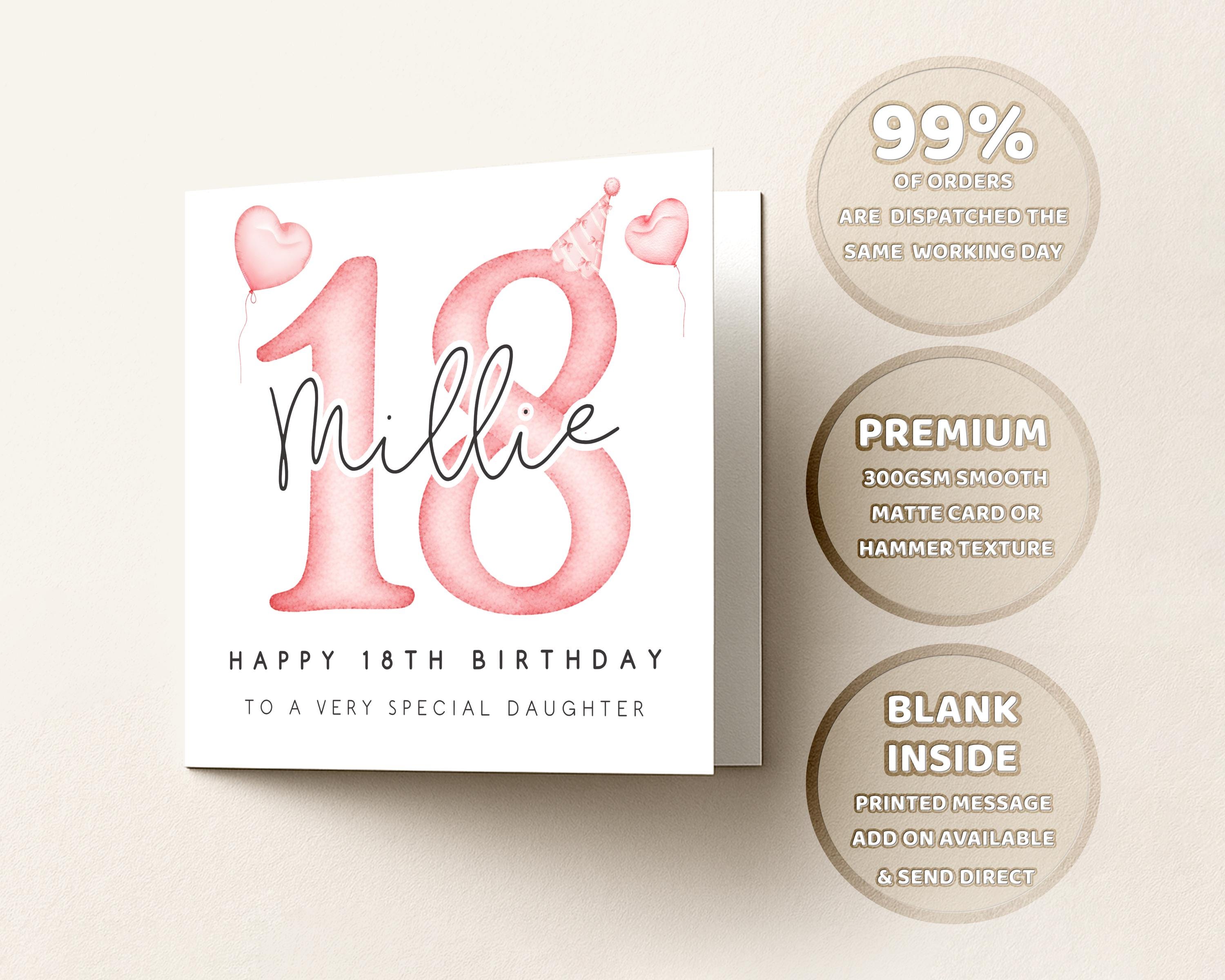Personalised 18th Birthday Card For Her, Daughters Eighteenth Birthday,  Granddaughter 18, Custom Name