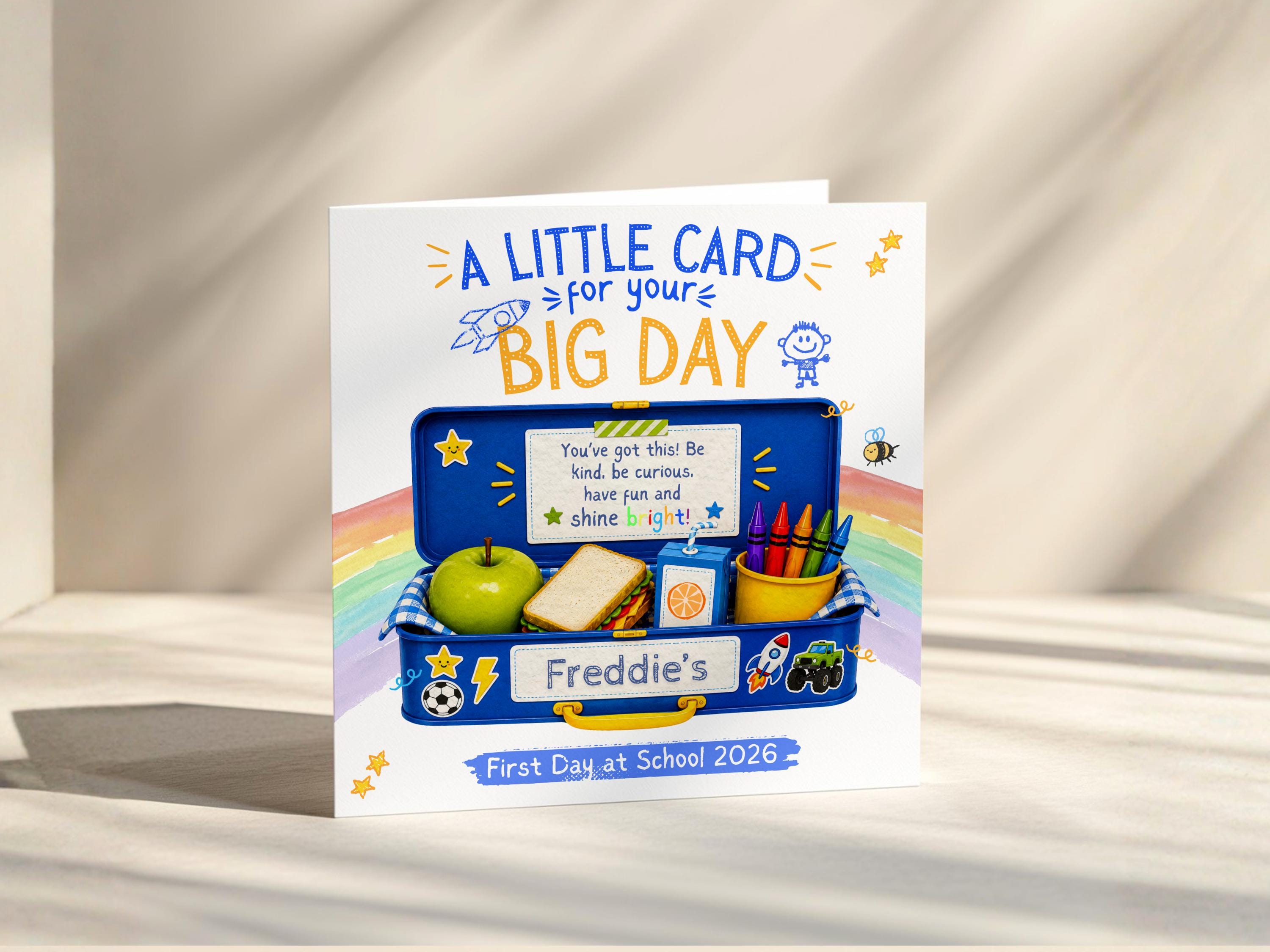 First Day At School Card, Personalised 2026 For Boy Or Girl