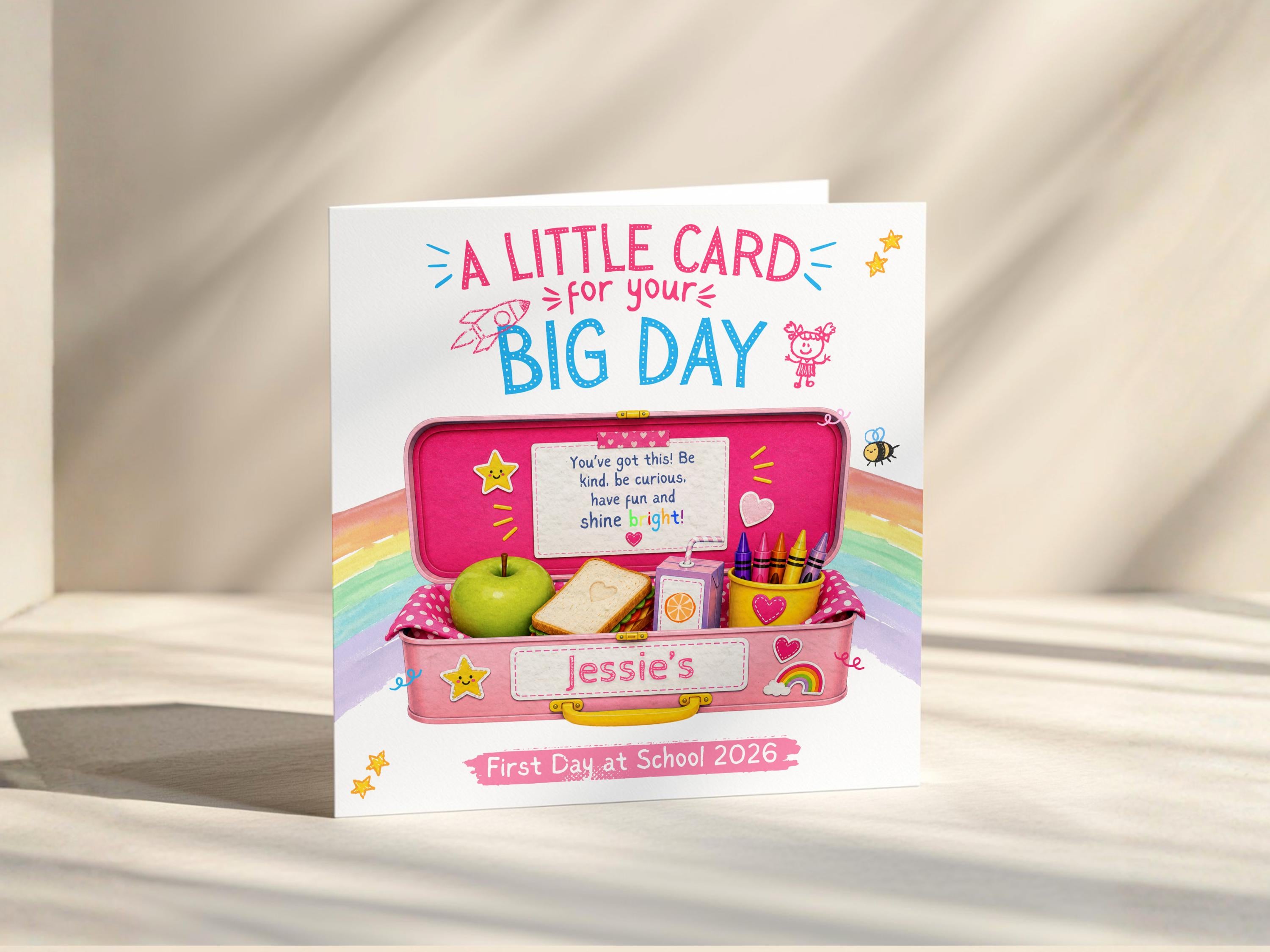 First Day At School Card, Personalised 2026 For Boy Or Girl