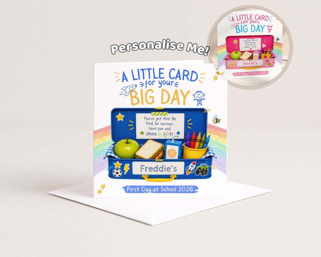 First Day At School Card, Personalised 2026 For Boy Or Girl