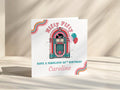 Nifty Fifty 50th Birthday Card Personalised For Her, Retro Jukebox And Name, Sister, Friend