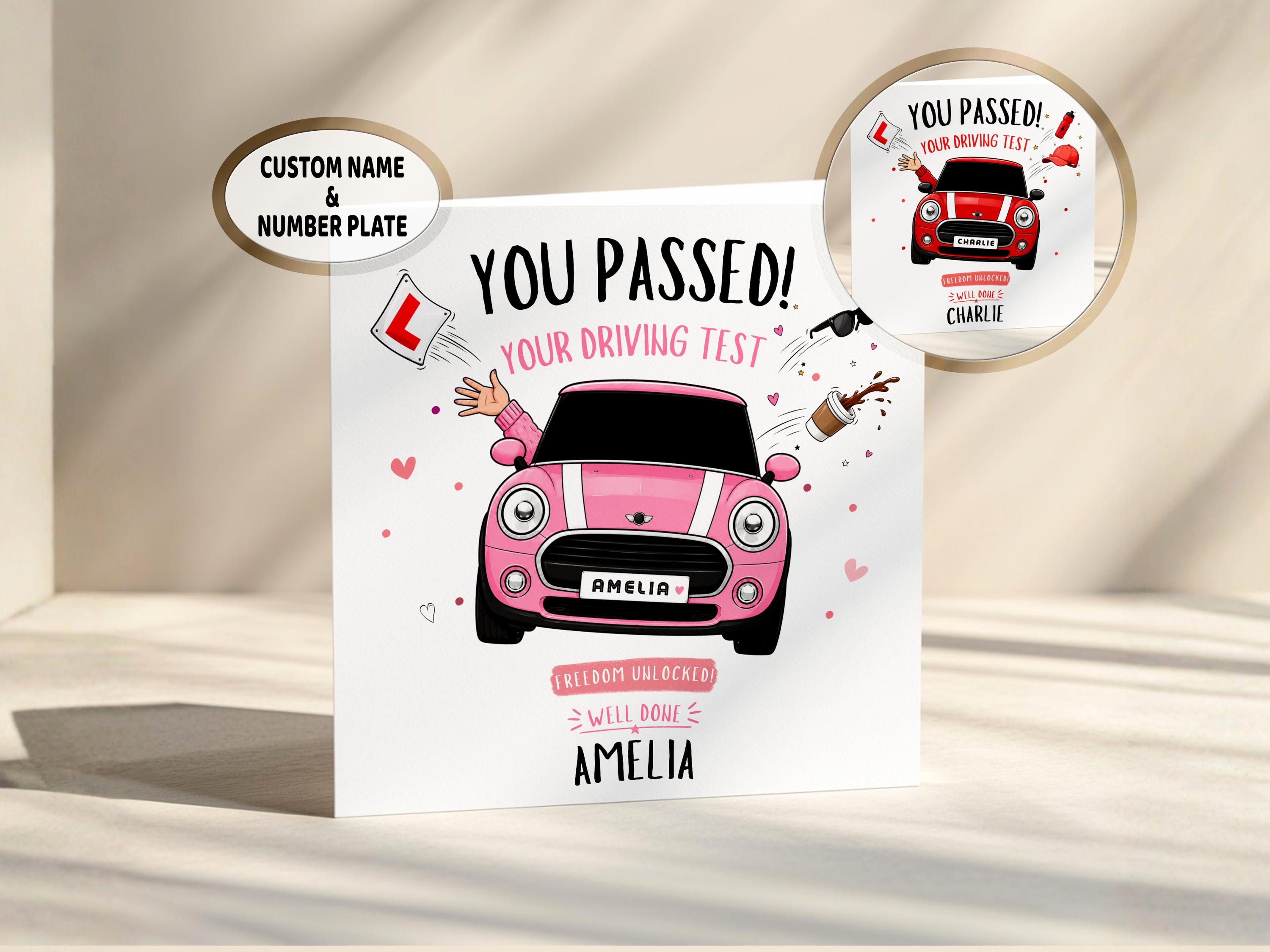 Driving Test Pass Card Personalised For New Driver With Name And Number Plate