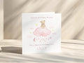 Personalised Girls Birthday Card For Daughter, Granddaughter, Niece, Toddler:  Girl Teddy Bear Greeting Card