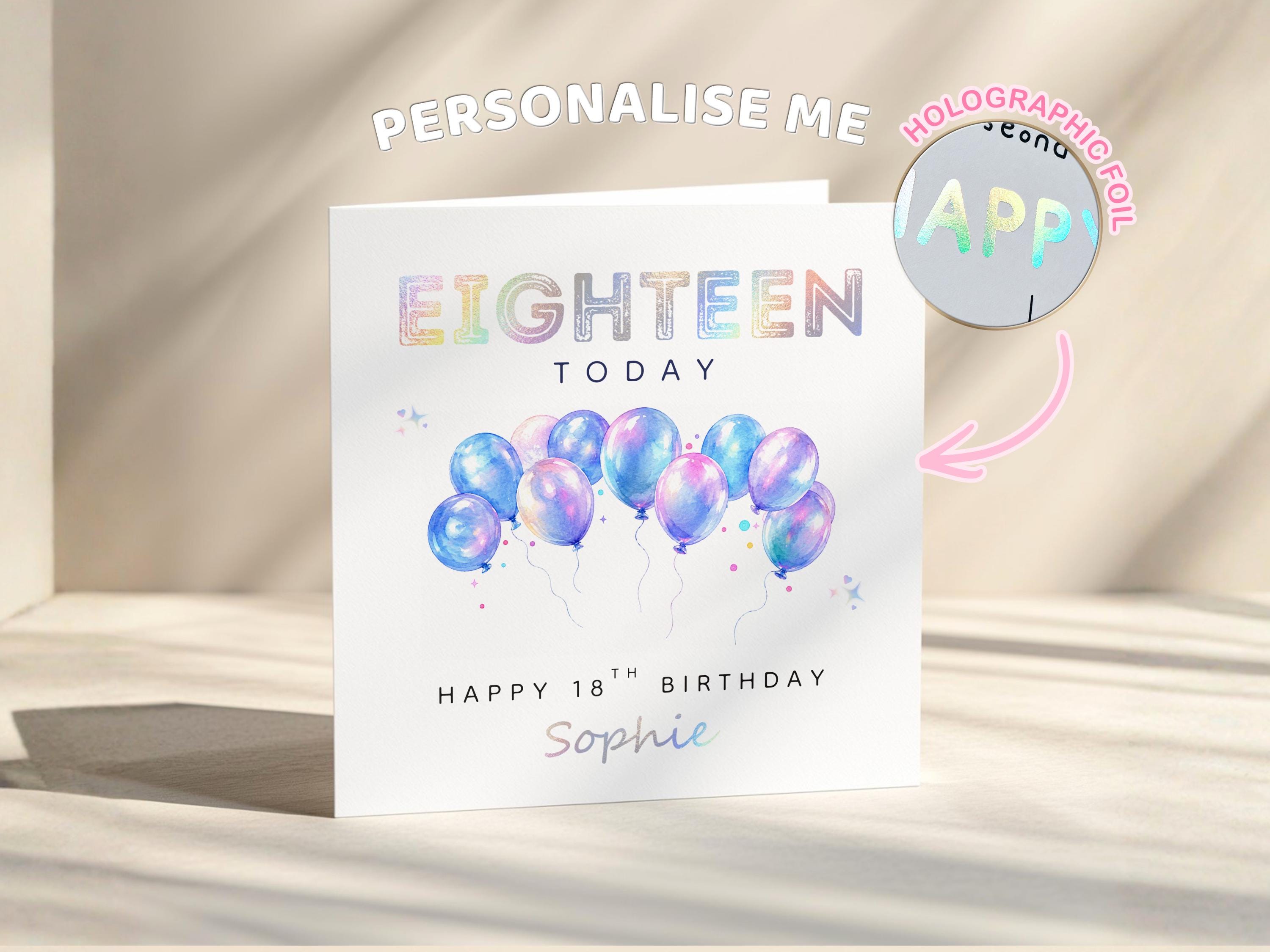 18th Birthday Card Personalised Holographic Foil Eighteen Today Daughter Granddaughter Niece Sister