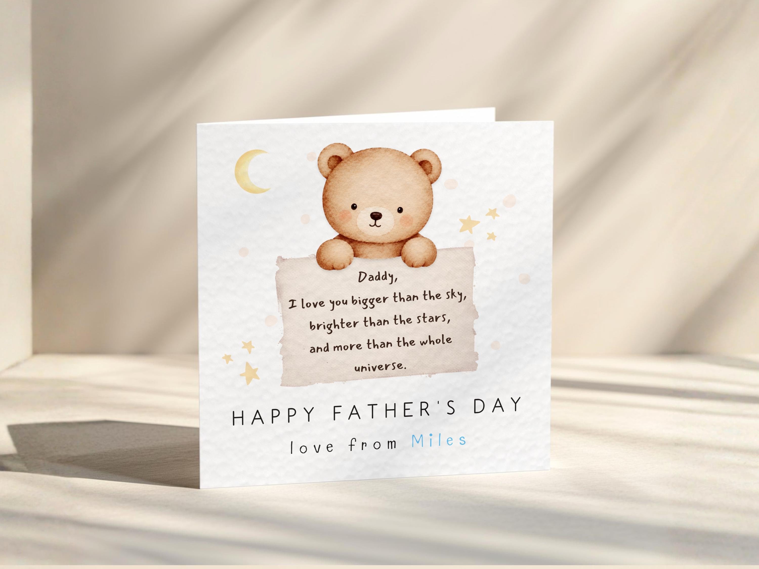 Father’s Day Card Personalised From Baby Or Child, Card For Daddy, Teddy Note, Dad