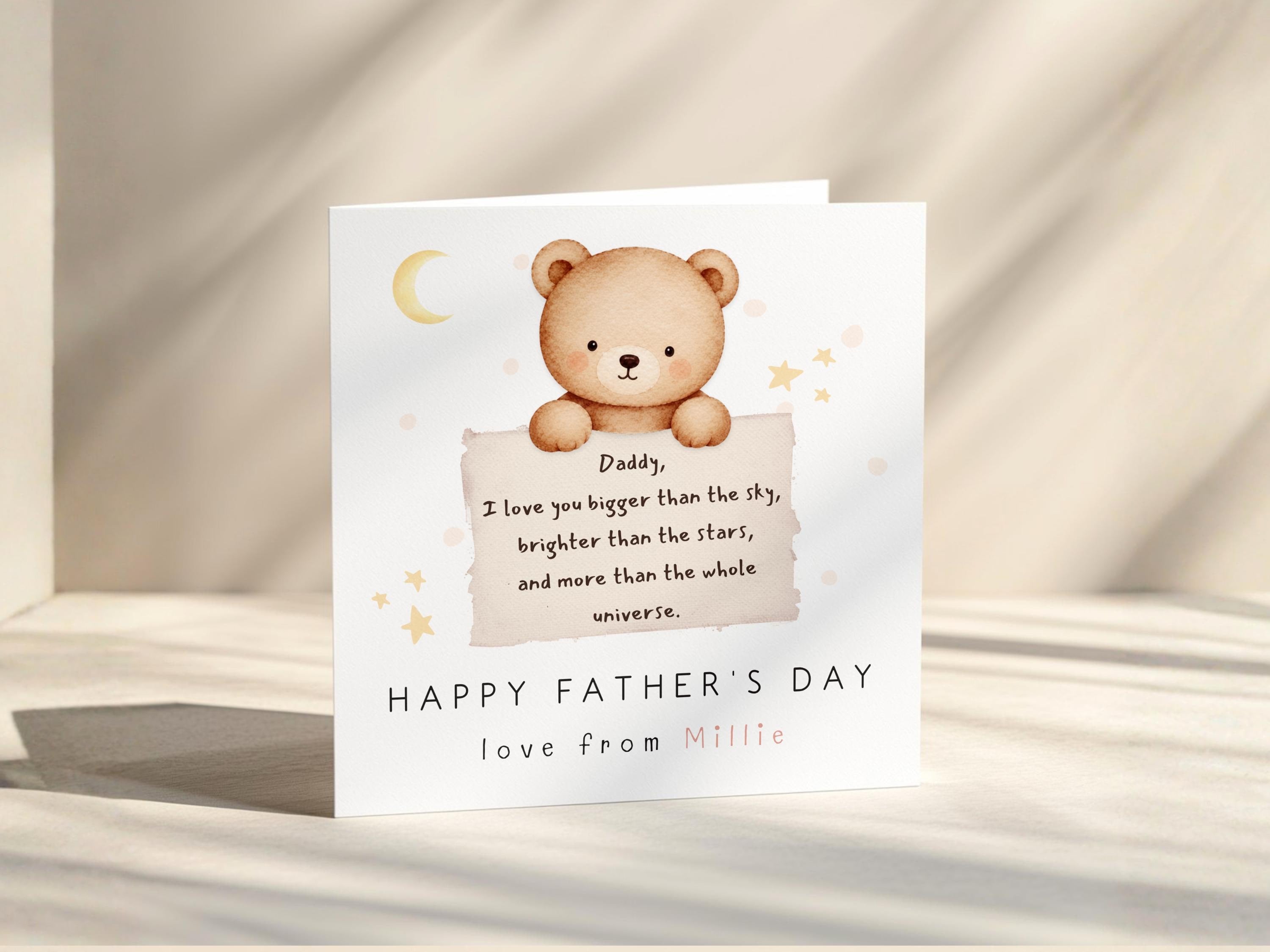 Father’s Day Card Personalised From Baby Or Child, Card For Daddy, Teddy Note, Dad