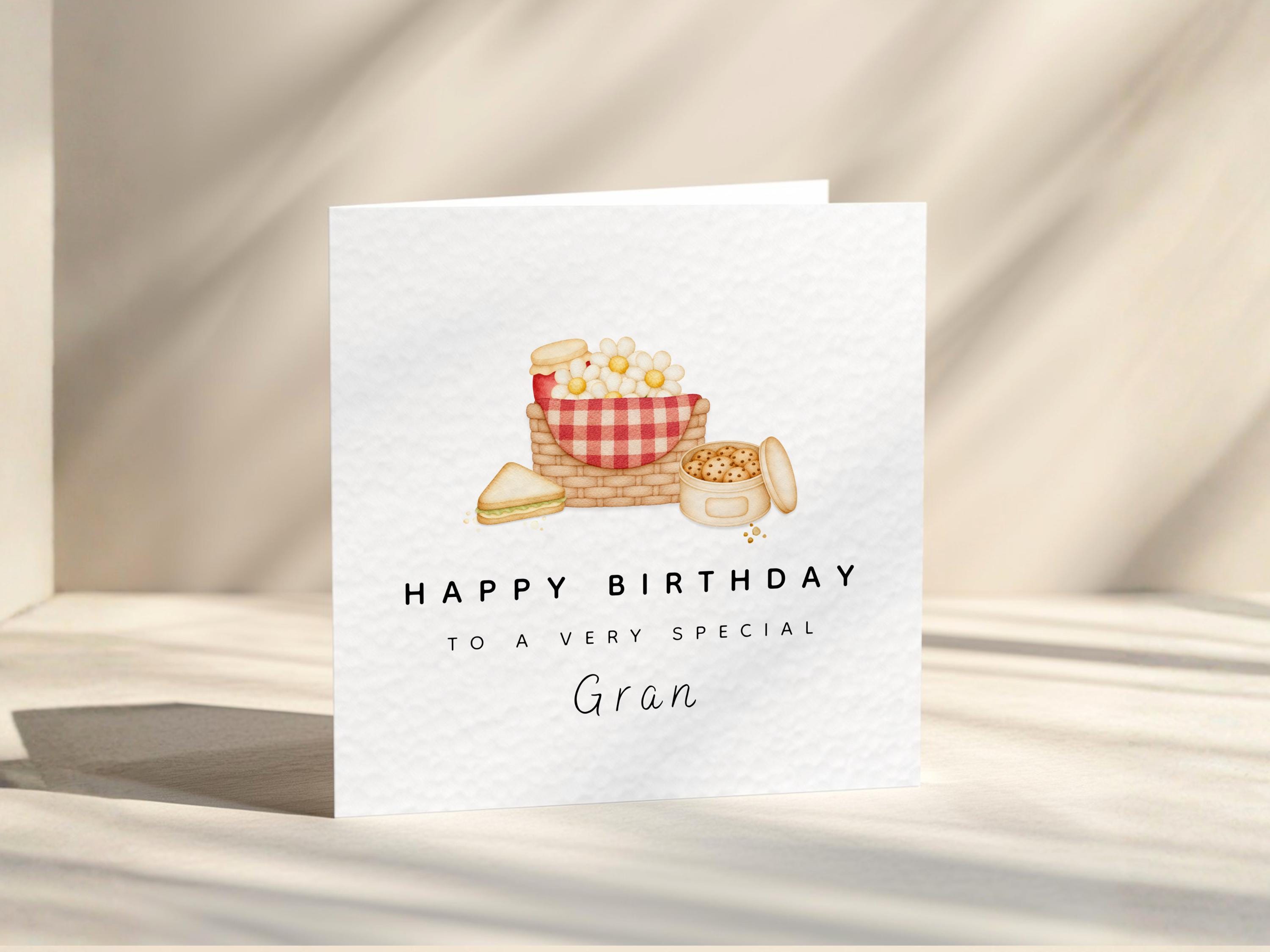 Nan Birthday Card For Nanna Grandma Or Gran With Picnic Basket Personalised Custom Recipient