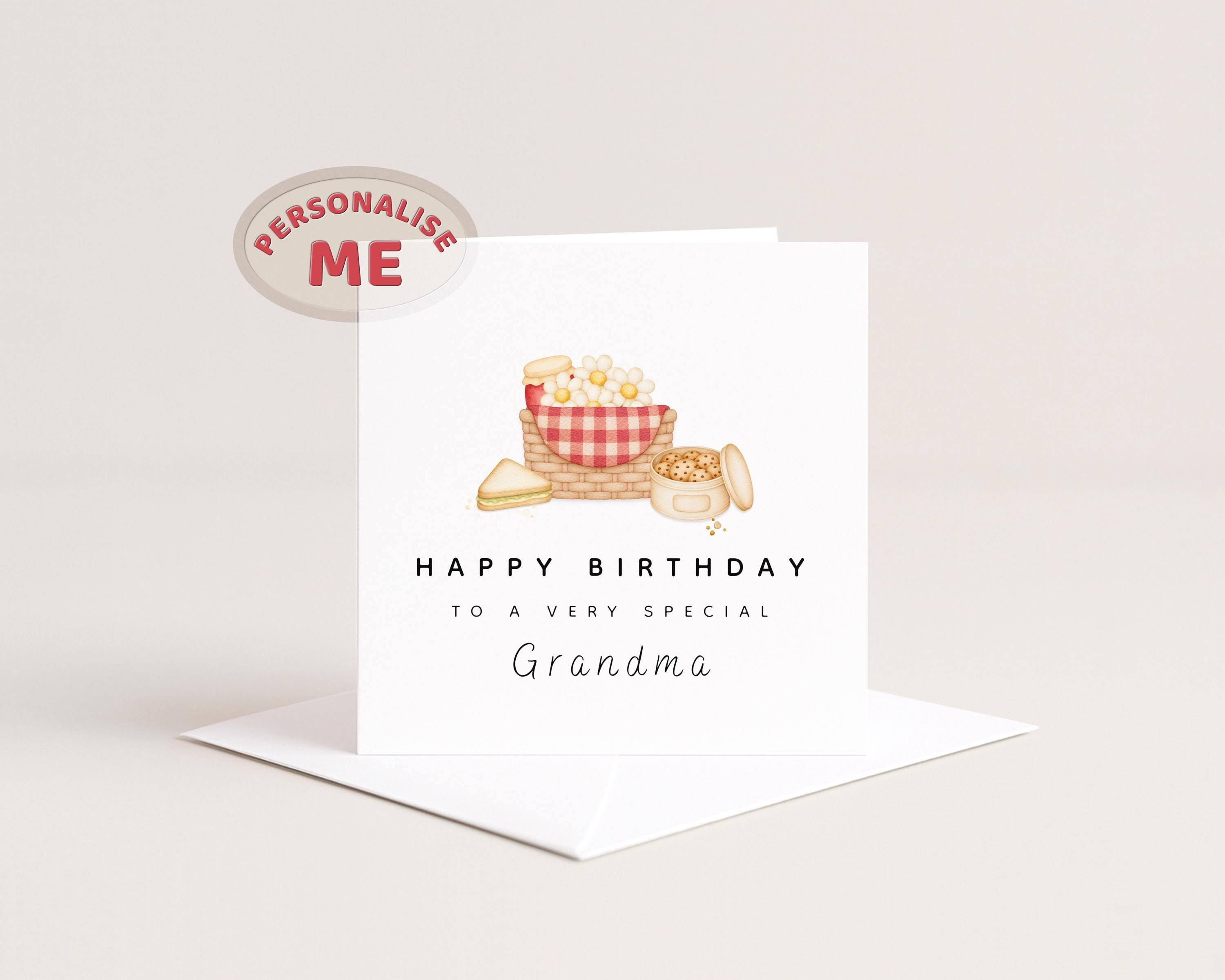 Nan Birthday Card For Nanna Grandma Or Gran With Picnic Basket Personalised Custom Recipient
