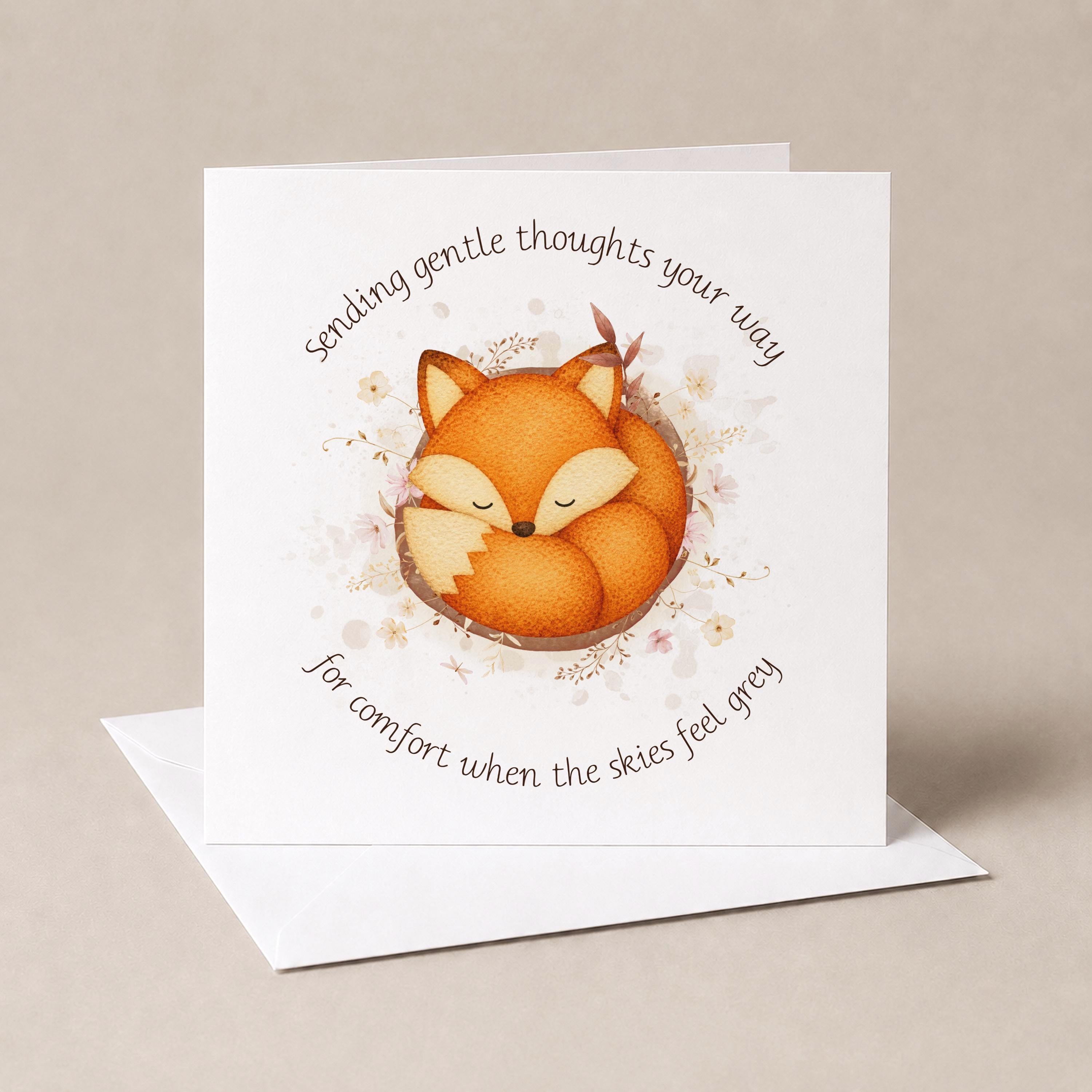 Fox Sympathy Card for Loss, Thinking of You, Woodland Condolence