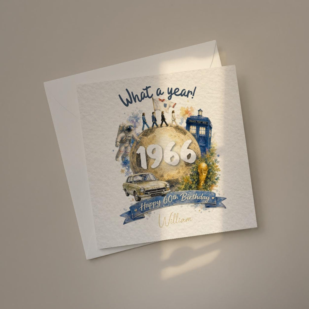 60th Birthday Card for Him, Personalised for Dad Grandad Husband, Born in 1966