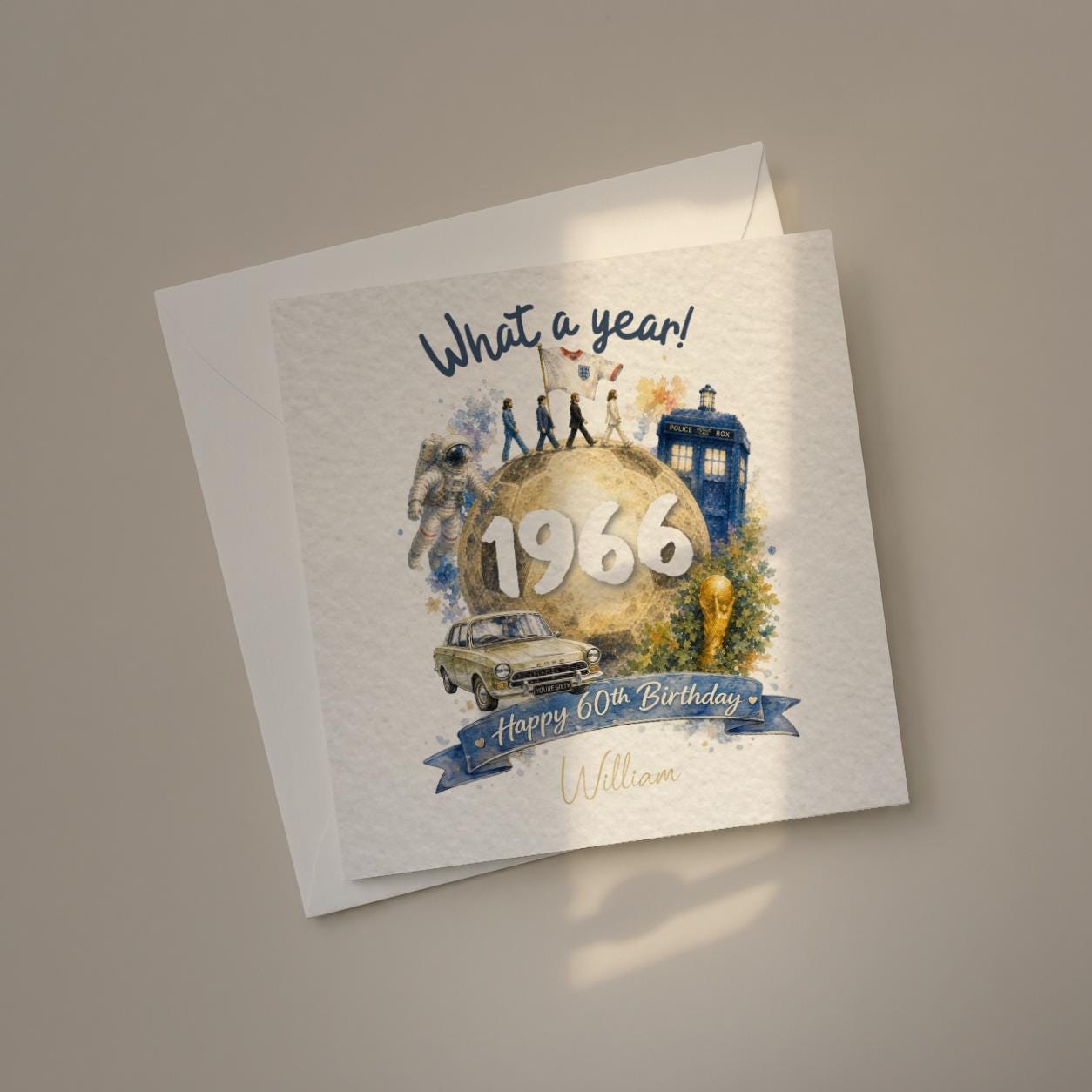 60th Birthday Card for Him, Personalised for Dad Grandad Husband, Born in 1966