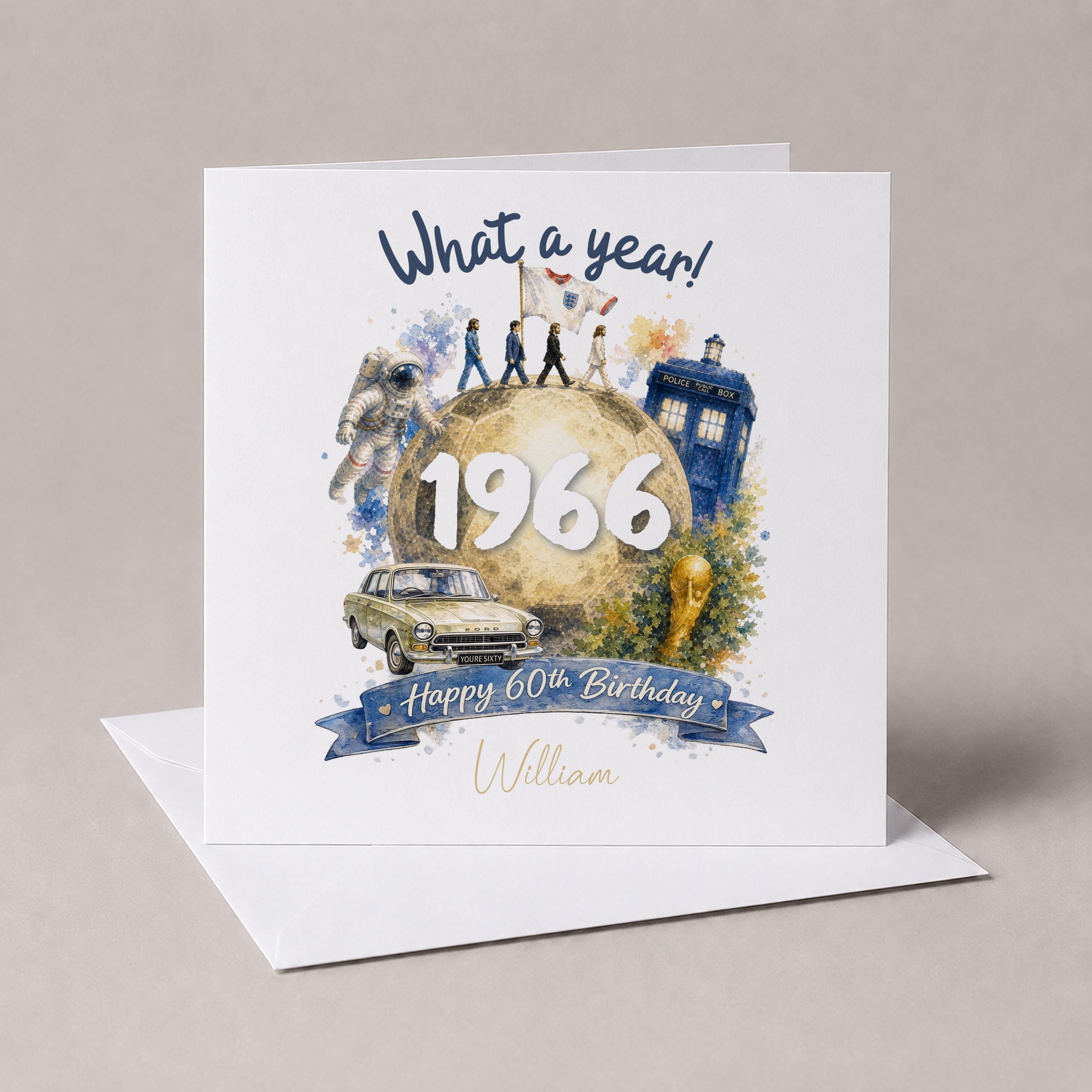 60th Birthday Card for Him, Personalised for Dad Grandad Husband, Born in 1966